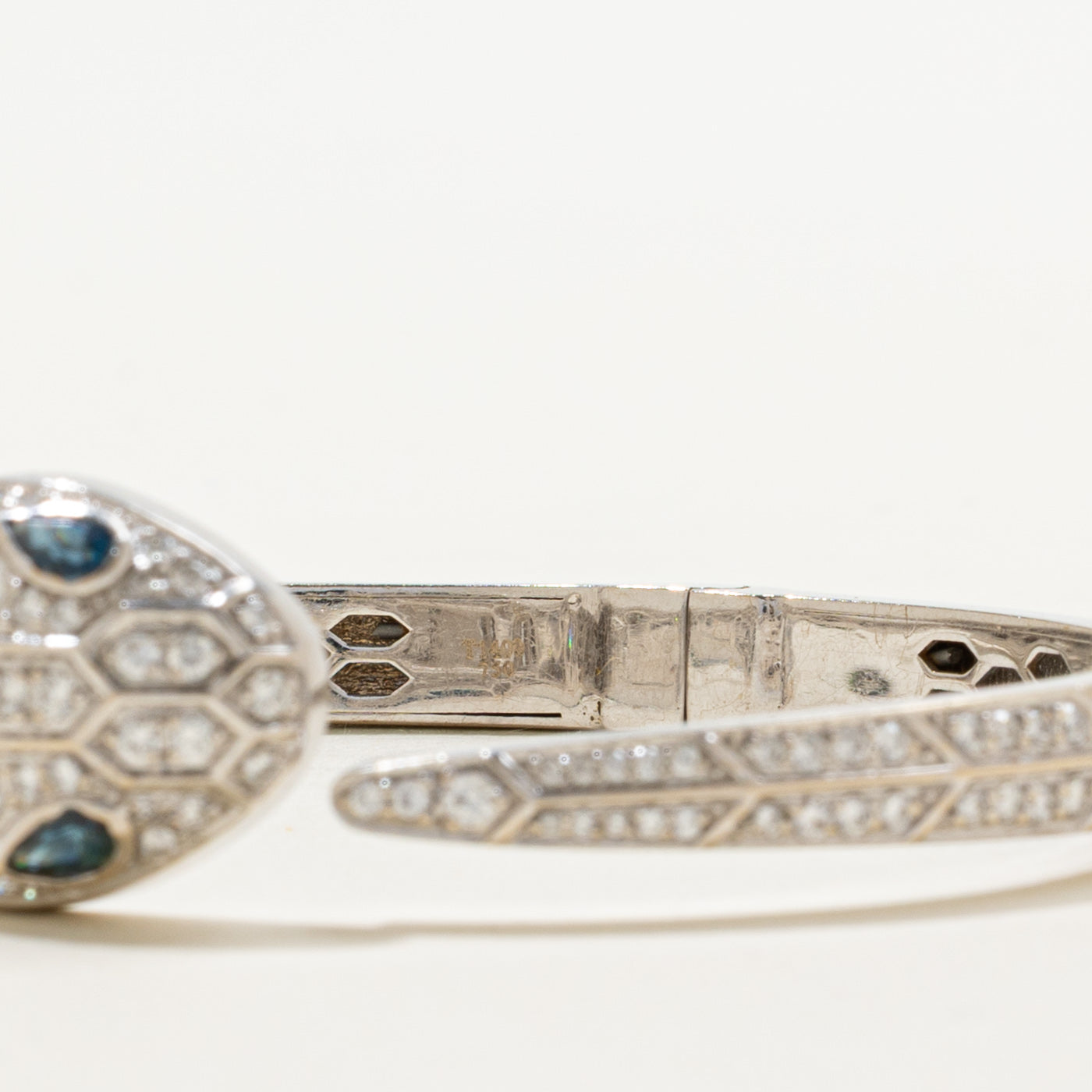 Diamond & Sapphire Eye Snake Cuff | 1.12ctw, 0.30ctw | 7"