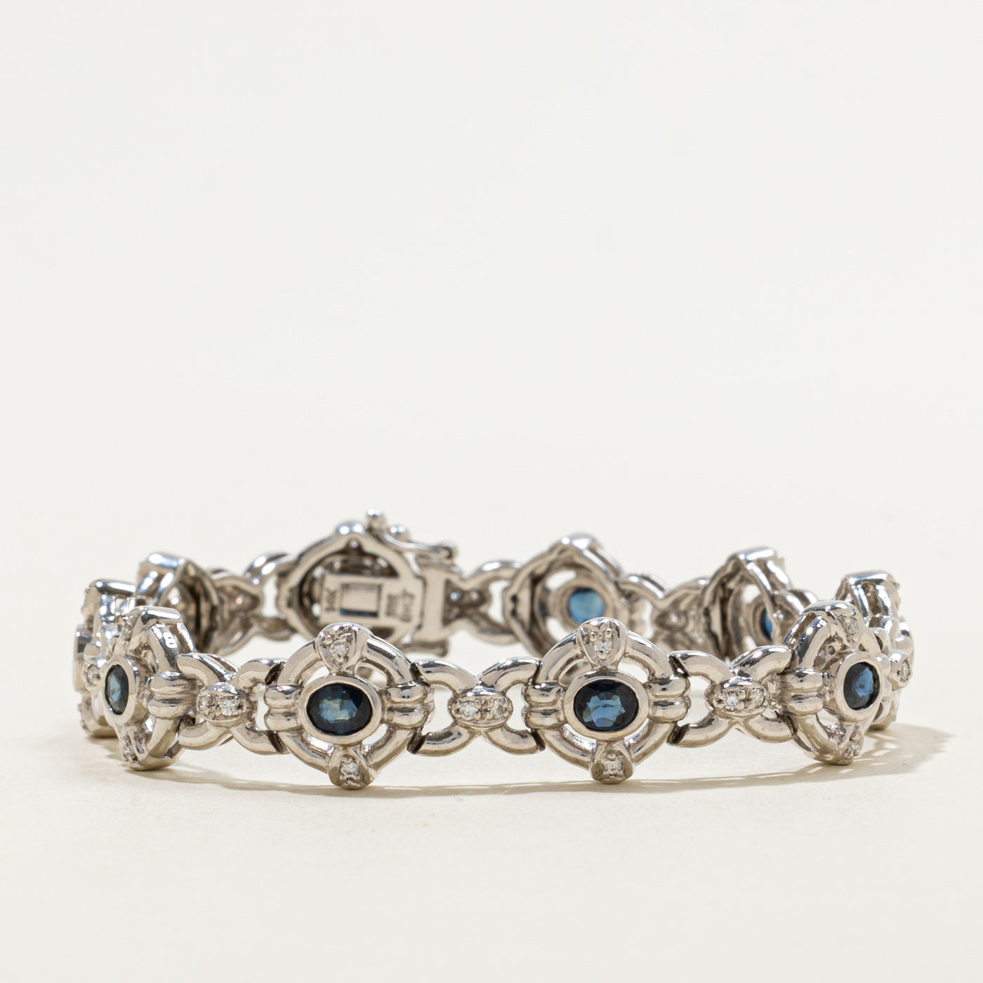 Sapphire & Diamond Accented Chunky Eternity Bracelet | 2.00ctw, 0.20ctw | 6.5"