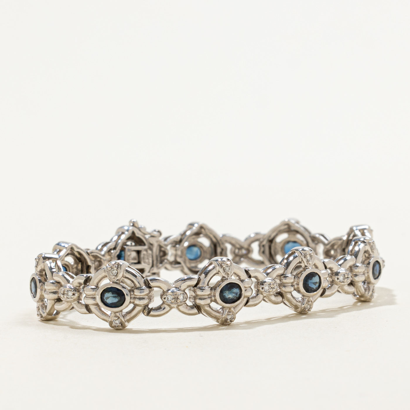 Sapphire & Diamond Accented Chunky Eternity Bracelet | 2.00ctw, 0.20ctw | 6.5"
