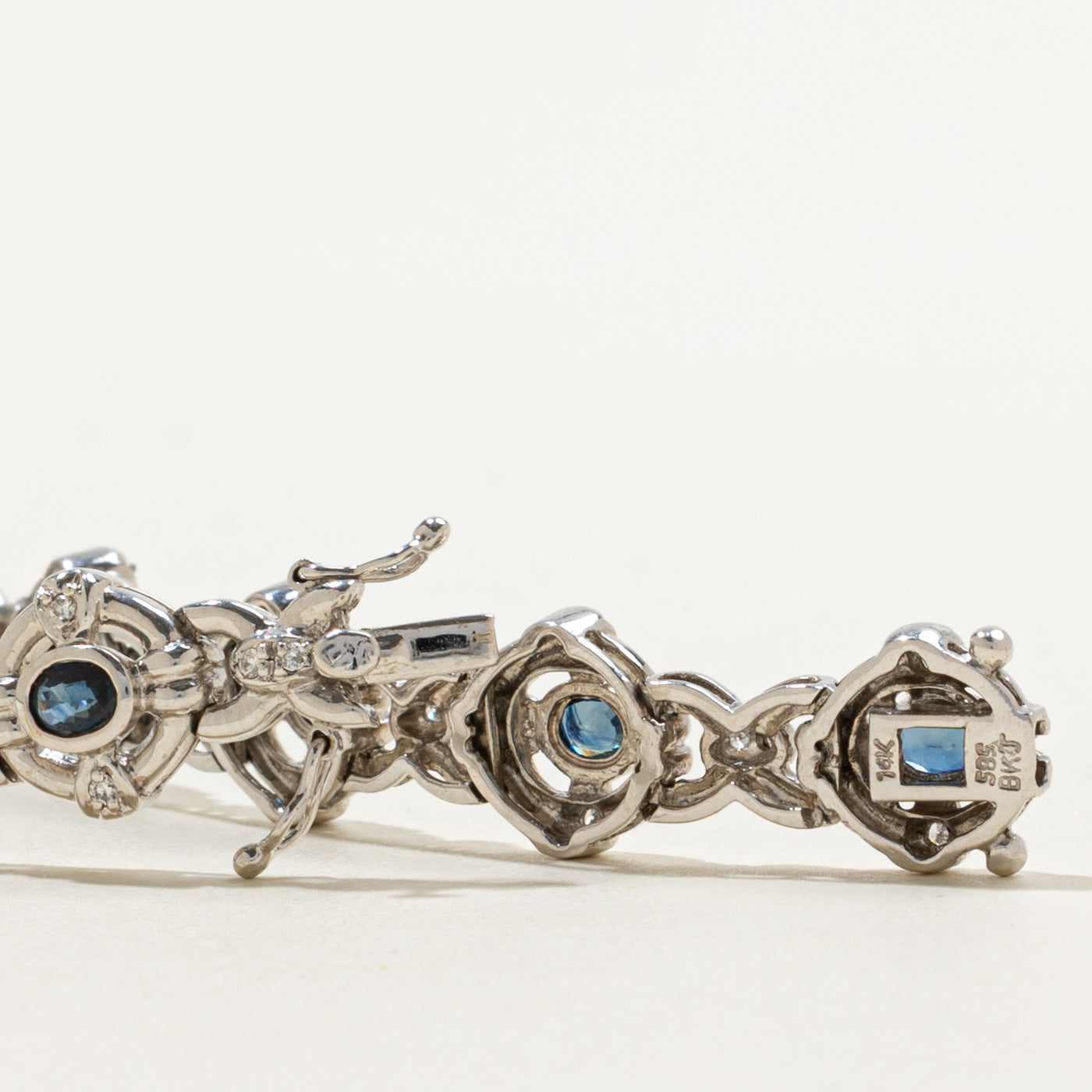 Sapphire & Diamond Accented Chunky Eternity Bracelet | 2.00ctw, 0.20ctw | 6.5"