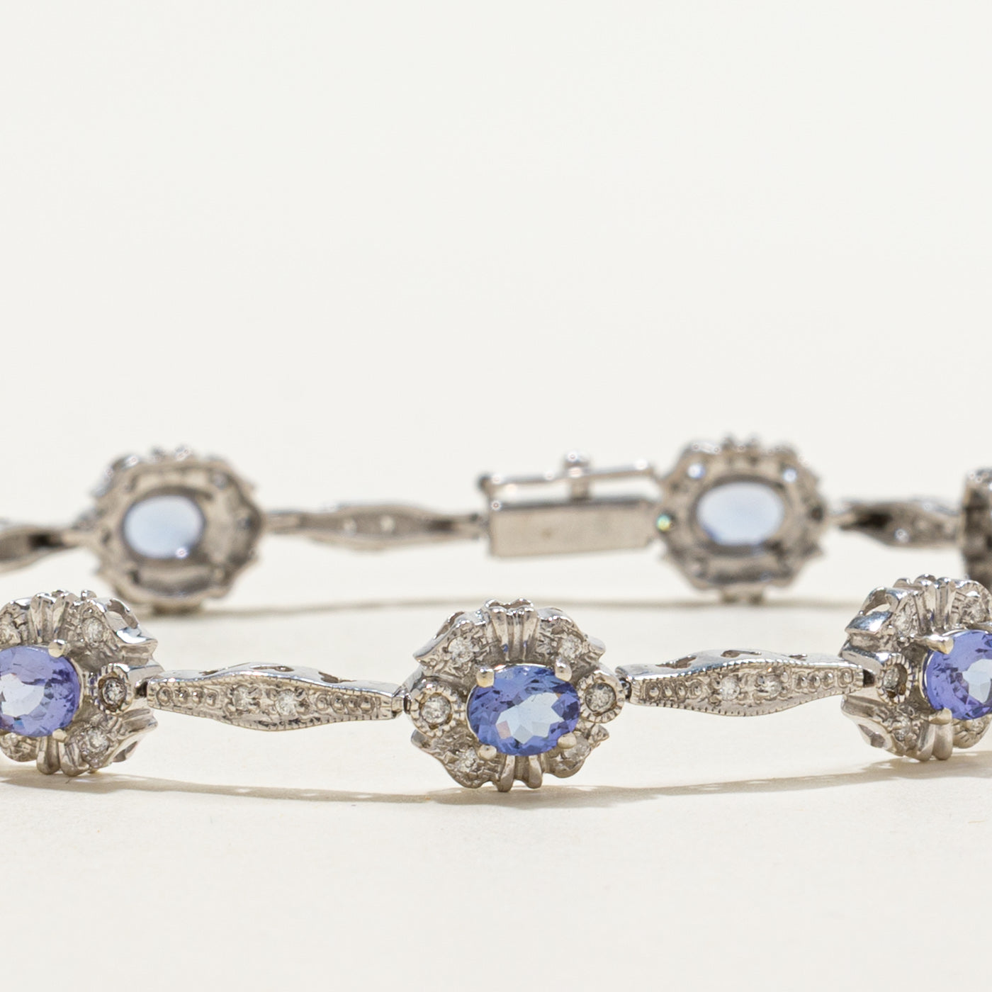 Tanzanite & Diamond Ornate Gemstone Bracelet | 2.70ctw, 0.45ctw | 7.75"