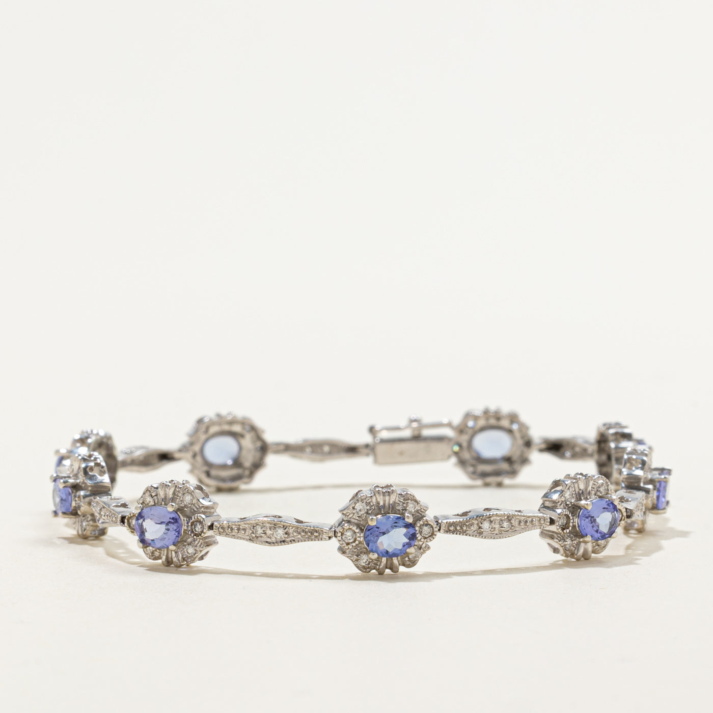 Tanzanite & Diamond Ornate Gemstone Bracelet | 2.70ctw, 0.45ctw | 7.75"