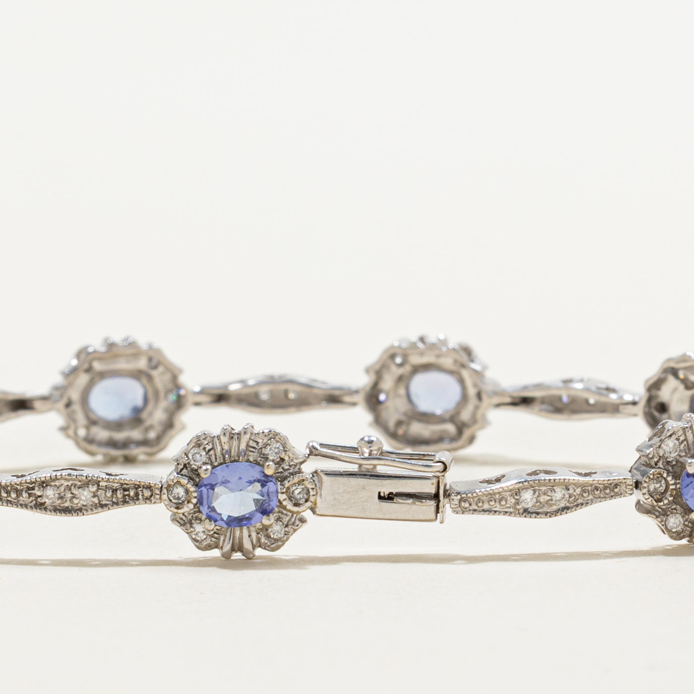 Tanzanite & Diamond Ornate Gemstone Bracelet | 2.70ctw, 0.45ctw | 7.75"