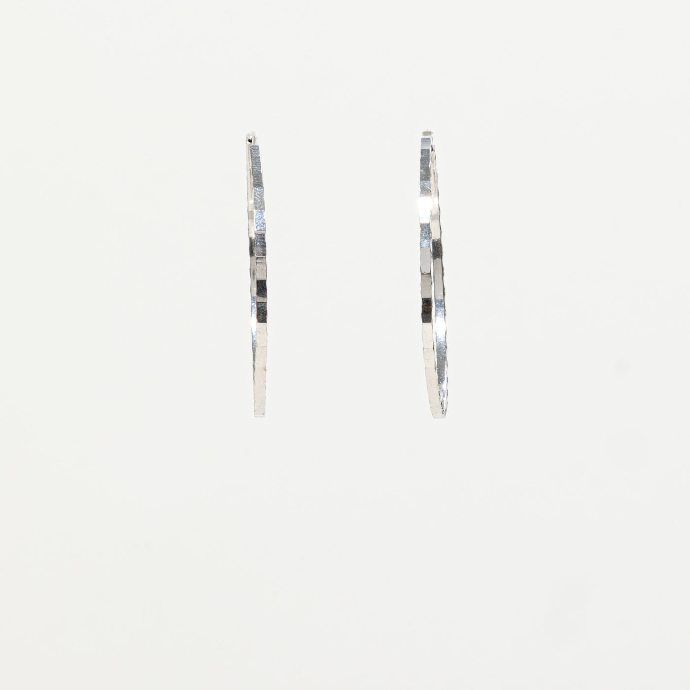 Platinum Textured Hoop Earrings