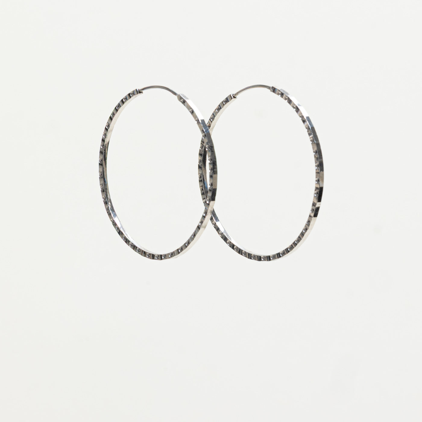 Platinum Textured Hoop Earrings
