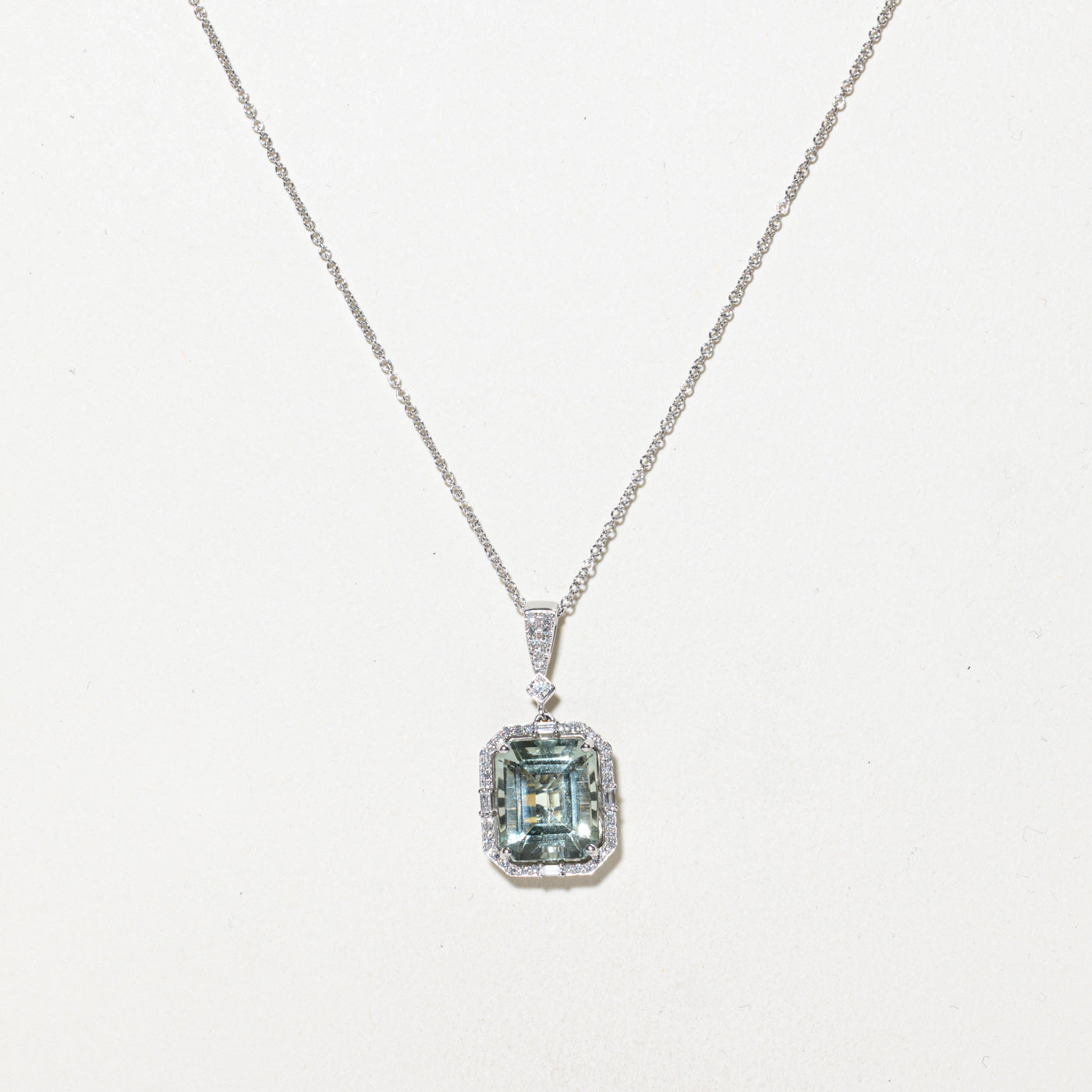 'Effy' Prasiolite & Diamond Pendant Necklace | 5.75ct, 0.082ctw | 18"