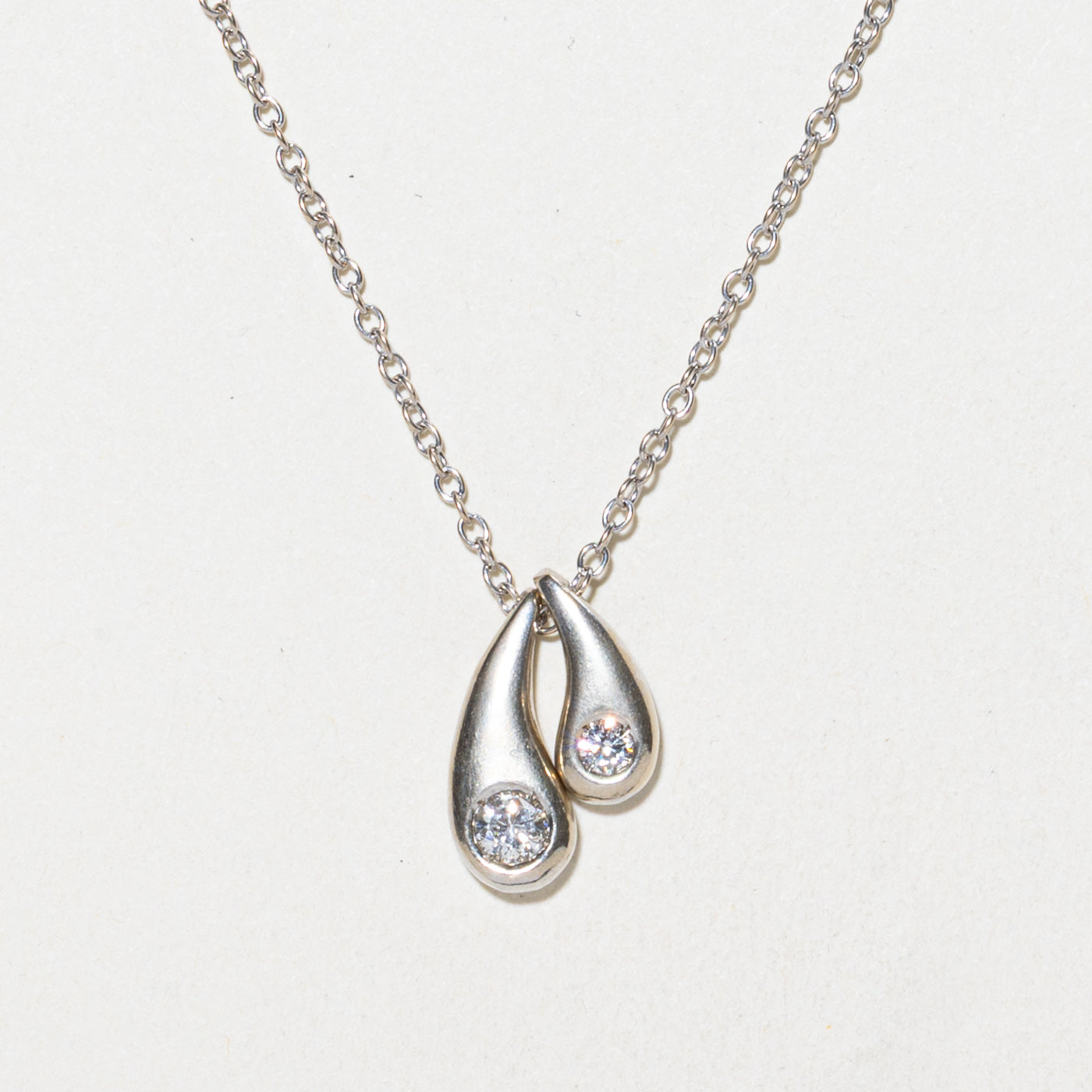 Two Diamond Teardrop Pendant Necklace | 0.20ctw | 18"