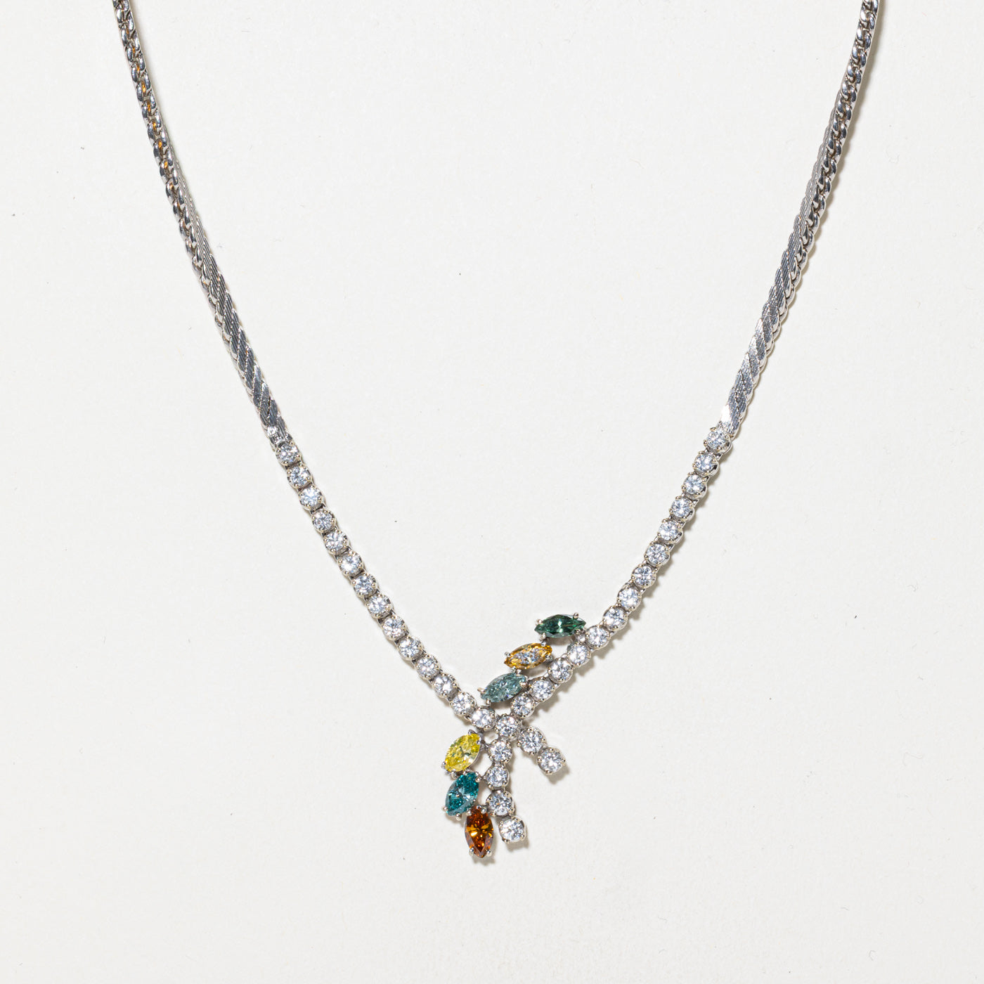 Multi Coloured Diamond Pendant Necklace | 2.71ctw | 16"