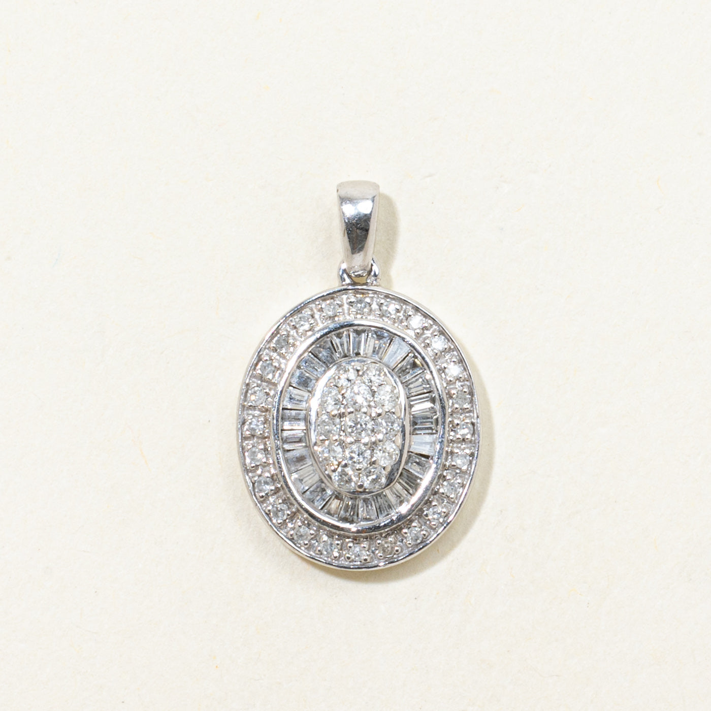 Diamond Oval Cluster Double Halo Pendant | 0.38ctw