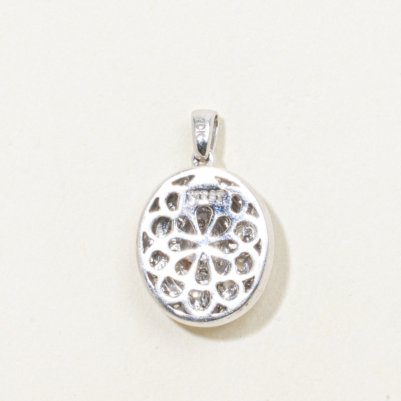 Diamond Oval Cluster Double Halo Pendant | 0.38ctw