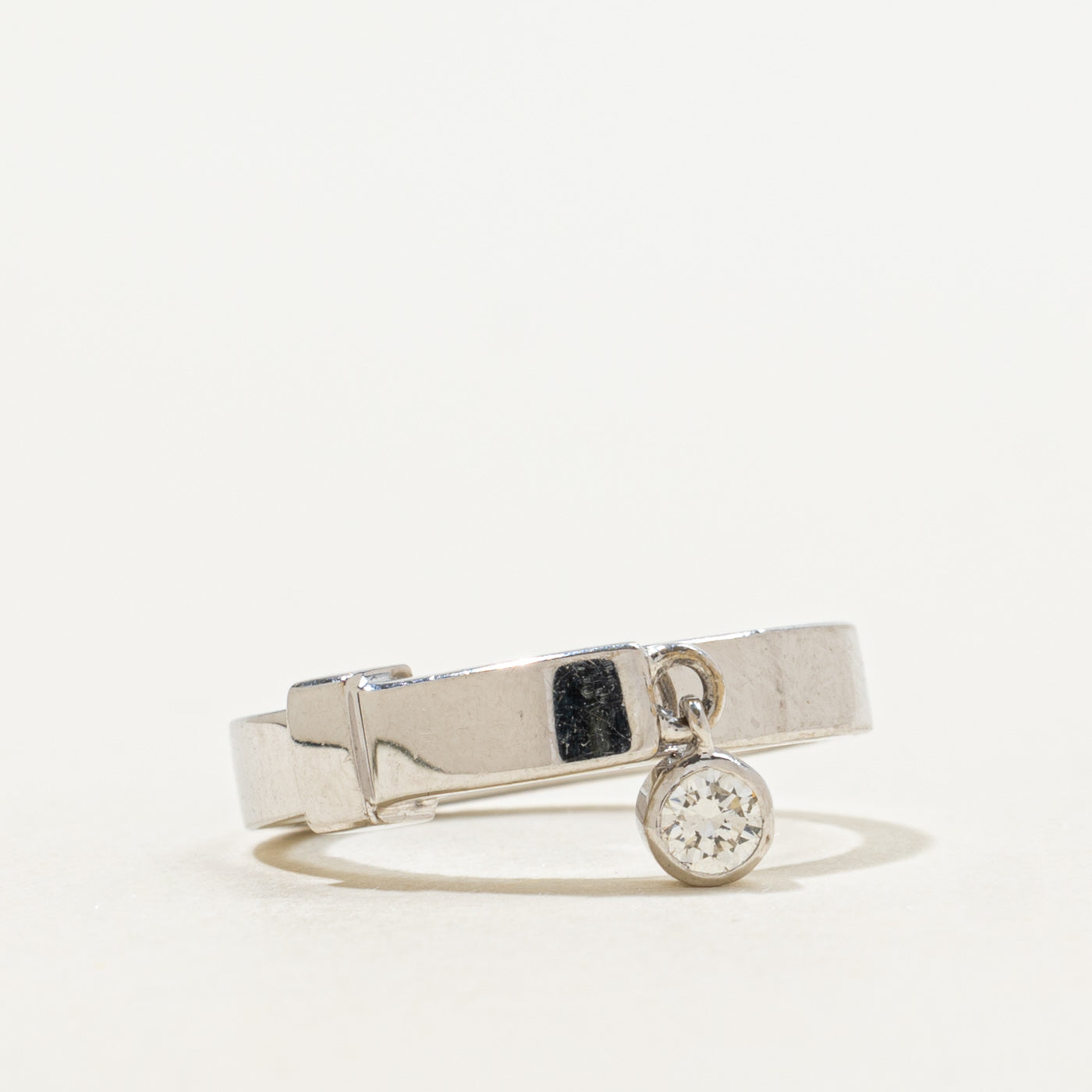 Dangling Bezel Set Diamond Charm Ring | 0.06ct | SZ 3