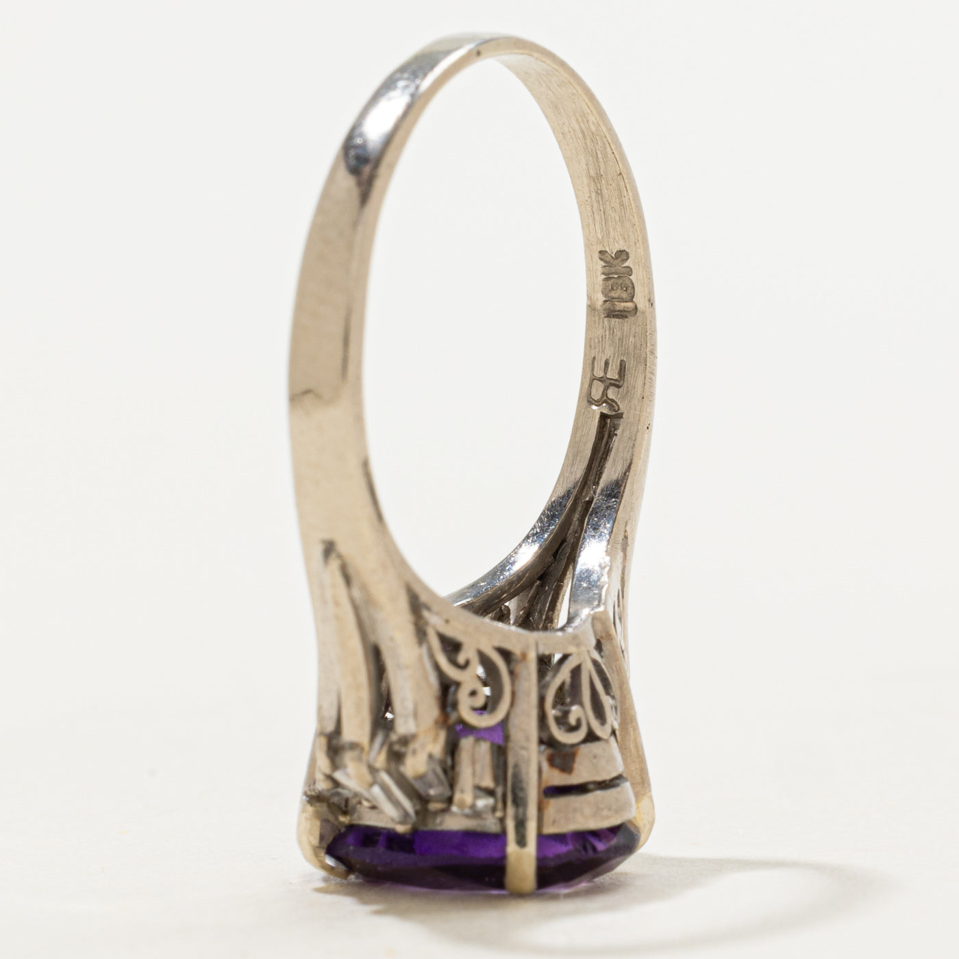 Oval Cut Amethyst & Diamond Accented Cocktail Ring | 3.50ct, 0.16ctw | SZ 7.75