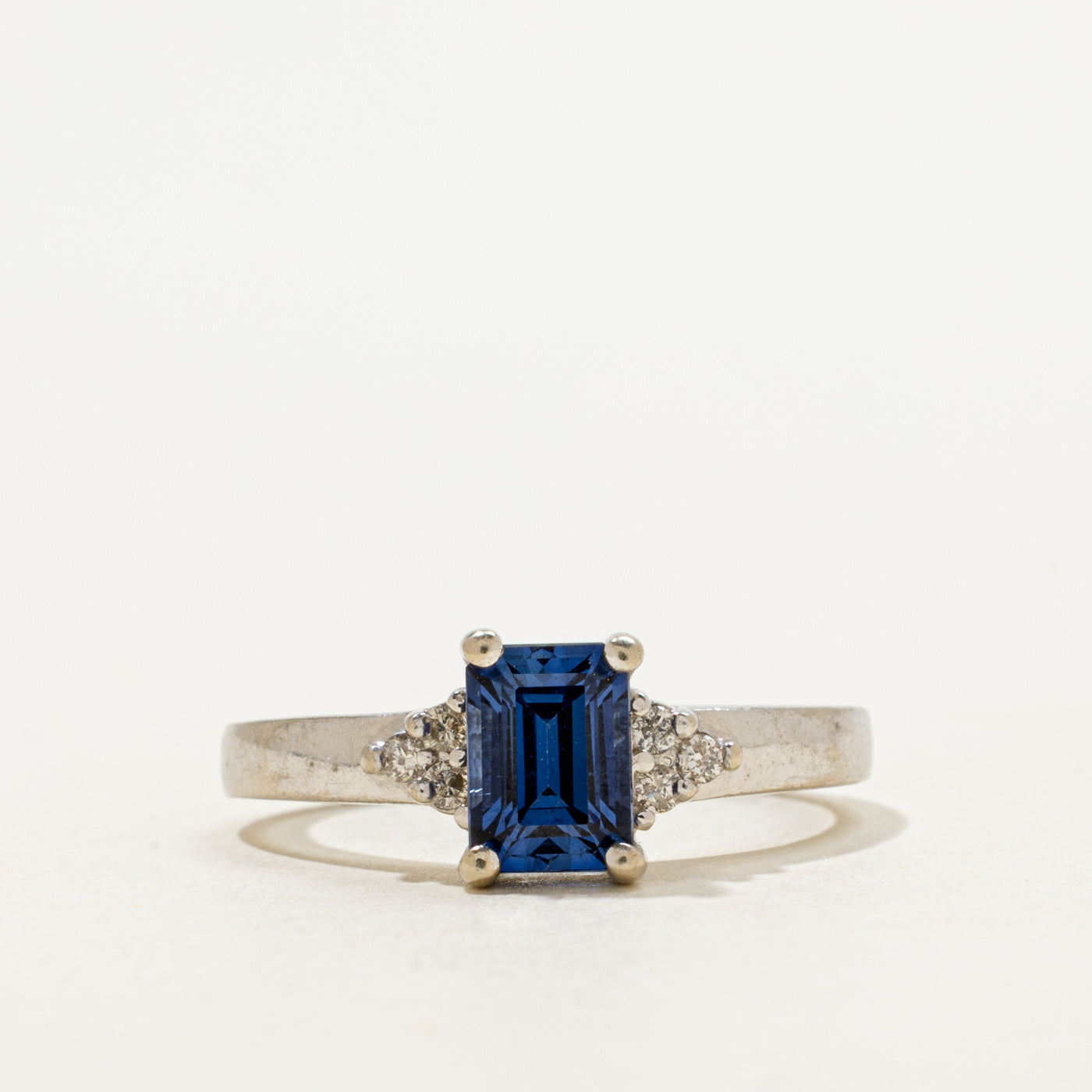 14k Synthetic Sapphire & Natural Diamond Accented Ring | 1.08ct, 0.06ctw | SZ 7.25