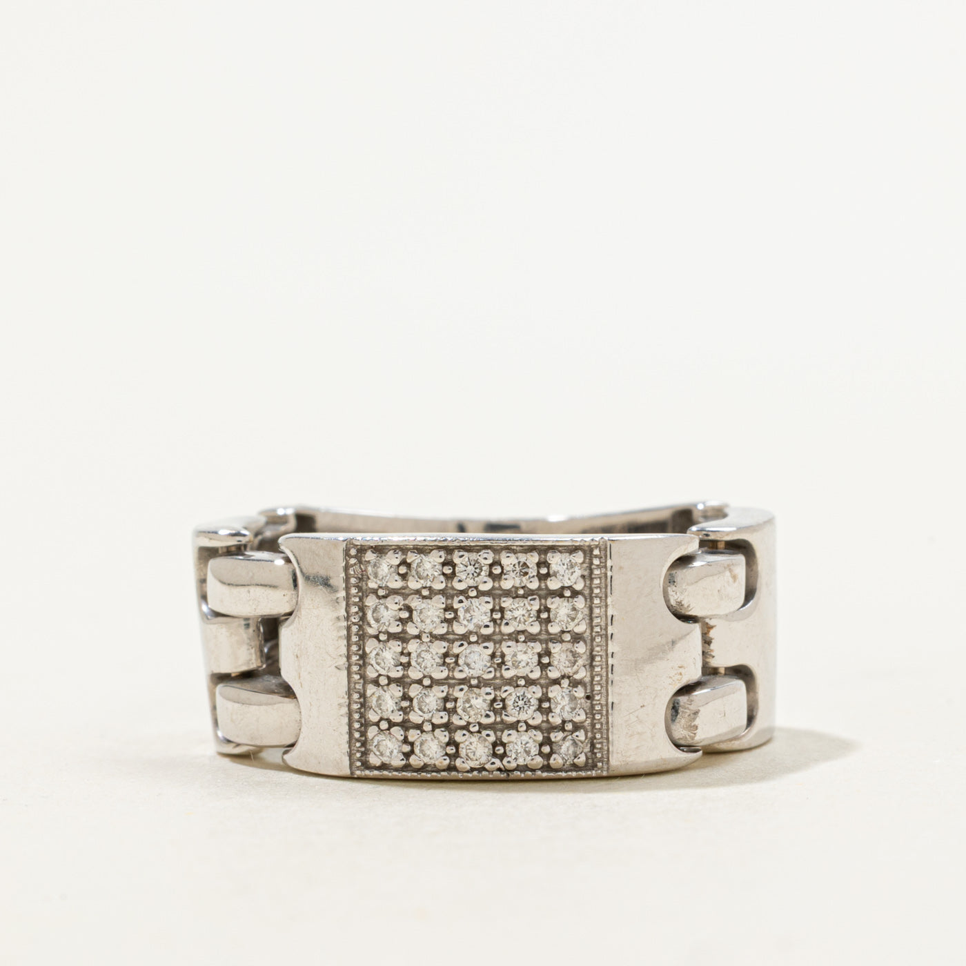 Diamond Grid & Chain Link Ring | 0.15ctw | SZ 9.25