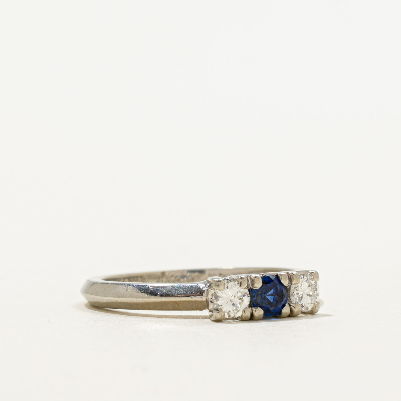 18k Three Stone Sapphire & Diamond Ring | 0.17ct, 0.24ctw | SZ 5.5