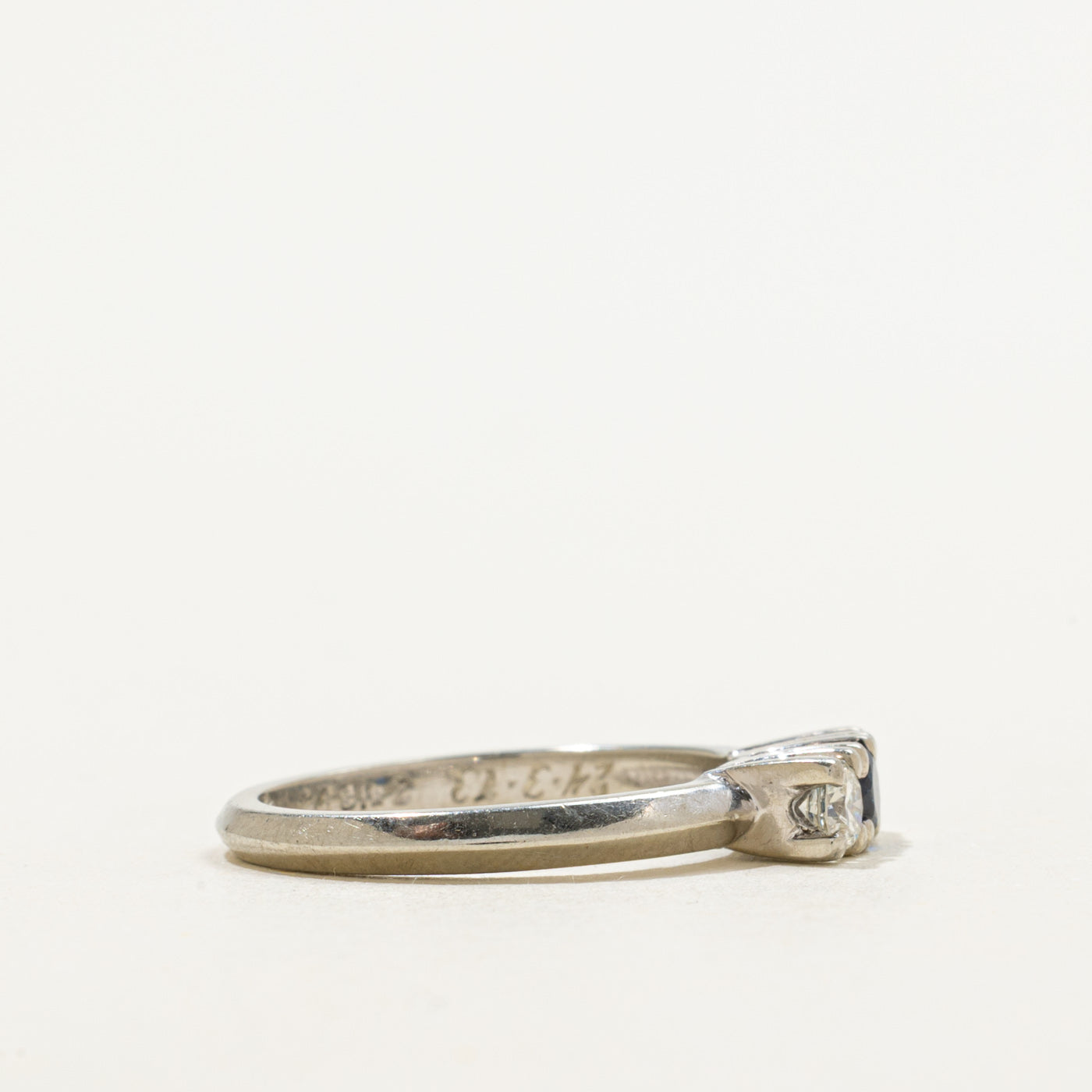 18k Three Stone Sapphire & Diamond Ring | 0.17ct, 0.24ctw | SZ 5.5