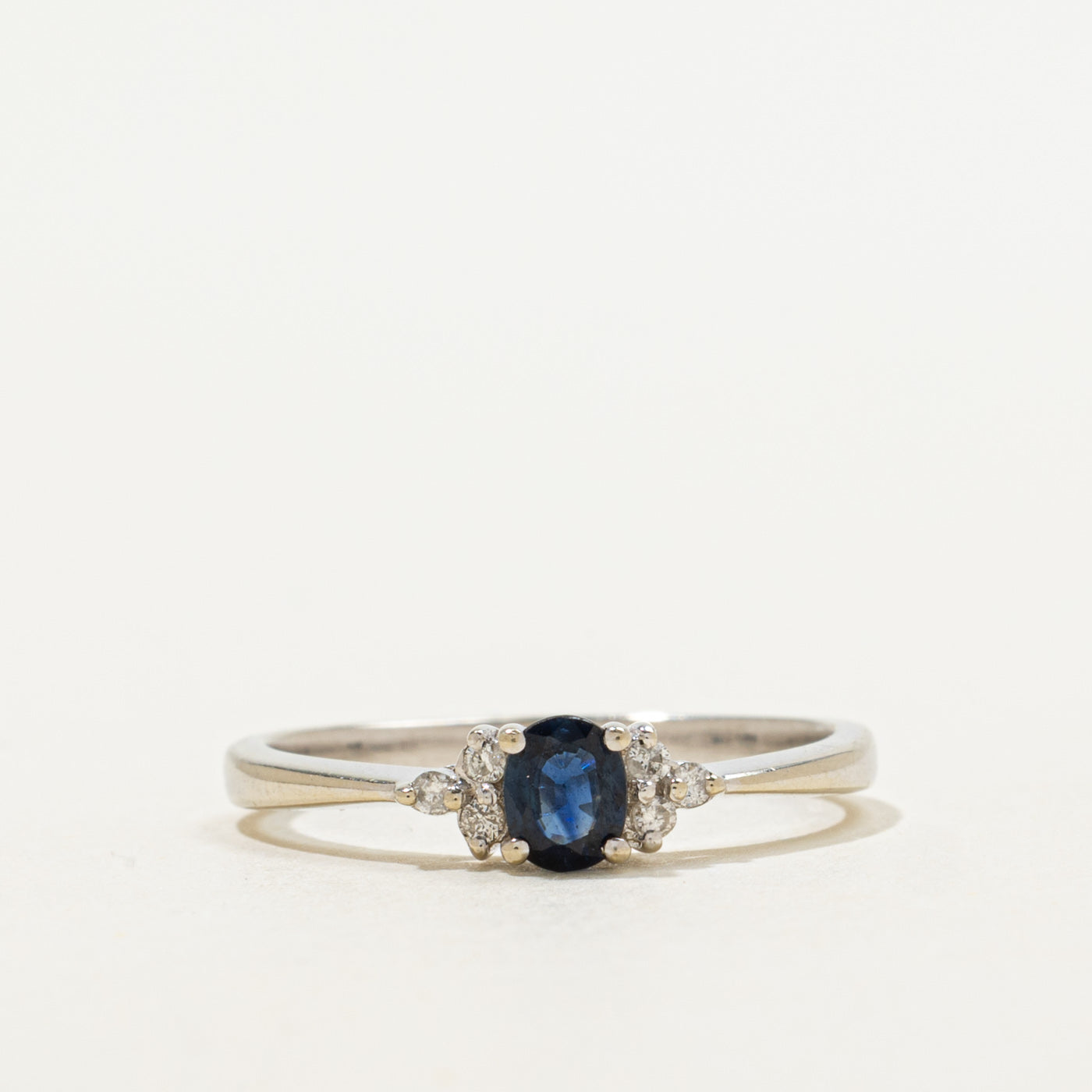 18k Oval Cut Sapphire & Diamond Accented Ring | 0.25ct, 0.06ctw | SZ 6.5