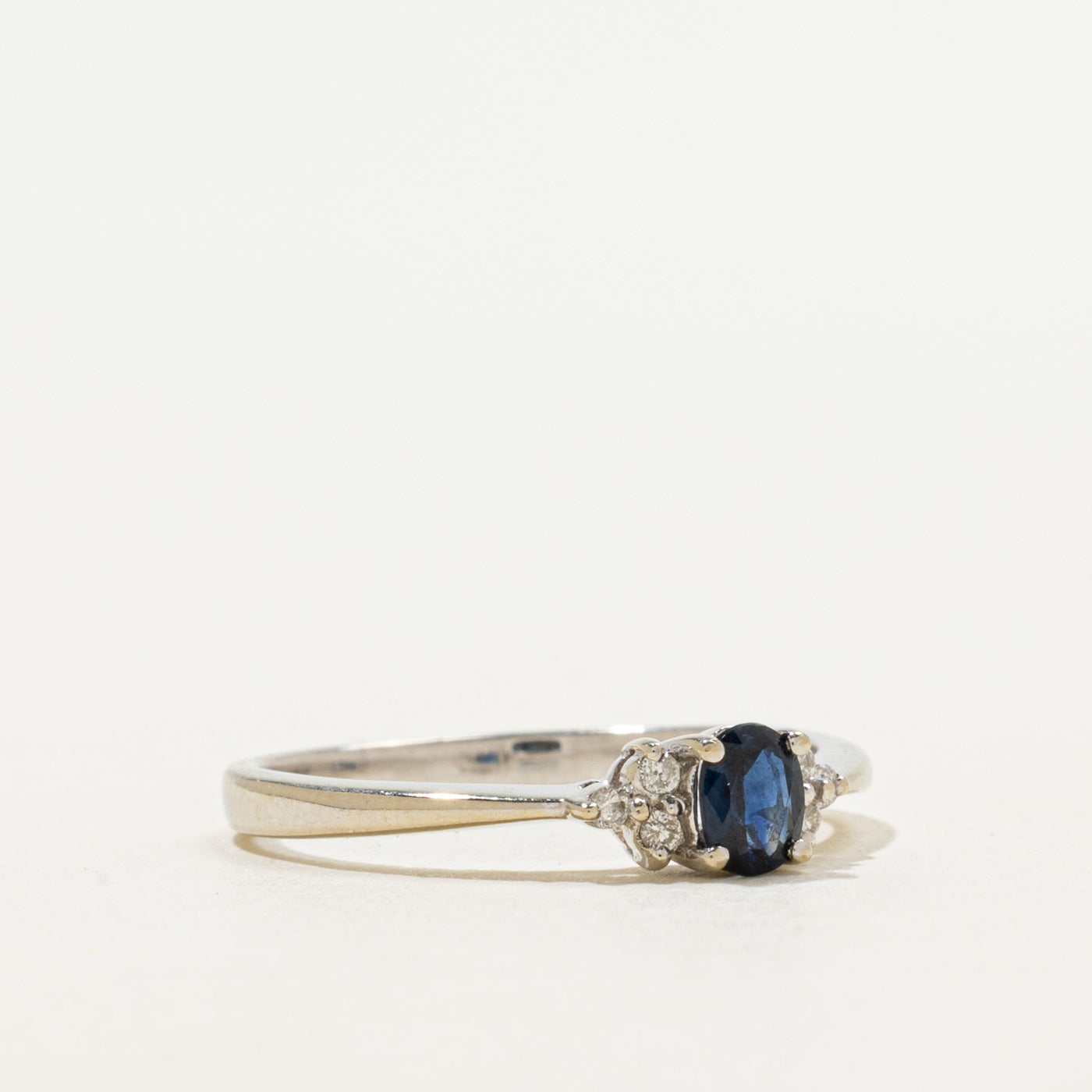 18k Oval Cut Sapphire & Diamond Accented Ring | 0.25ct, 0.06ctw | SZ 6.5