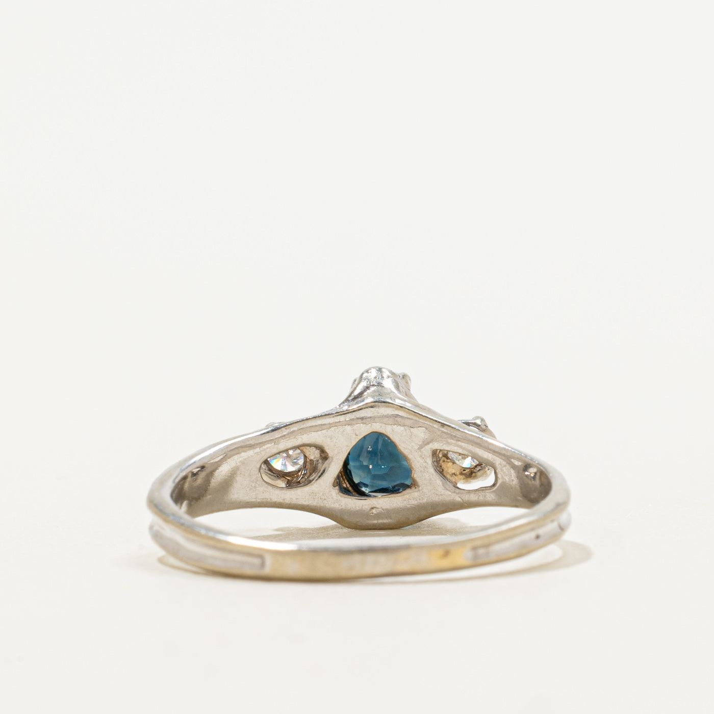 Pear Cut Teal Sapphire & Diamond Accented Ring | 0.86ct, 0.10ctw | SZ 8.75