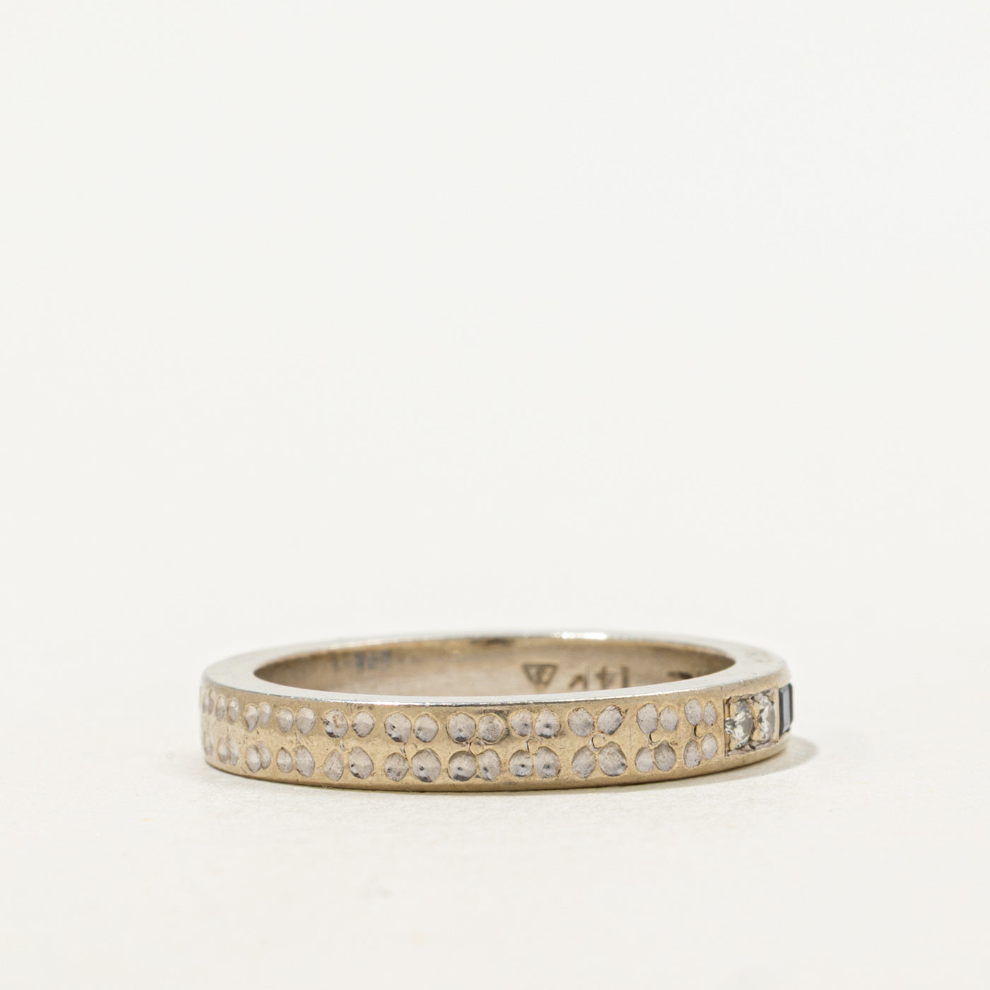 Sapphire & Diamond Accented Textured Band | 0.15ctw, 0.06ctw | SZ 6
