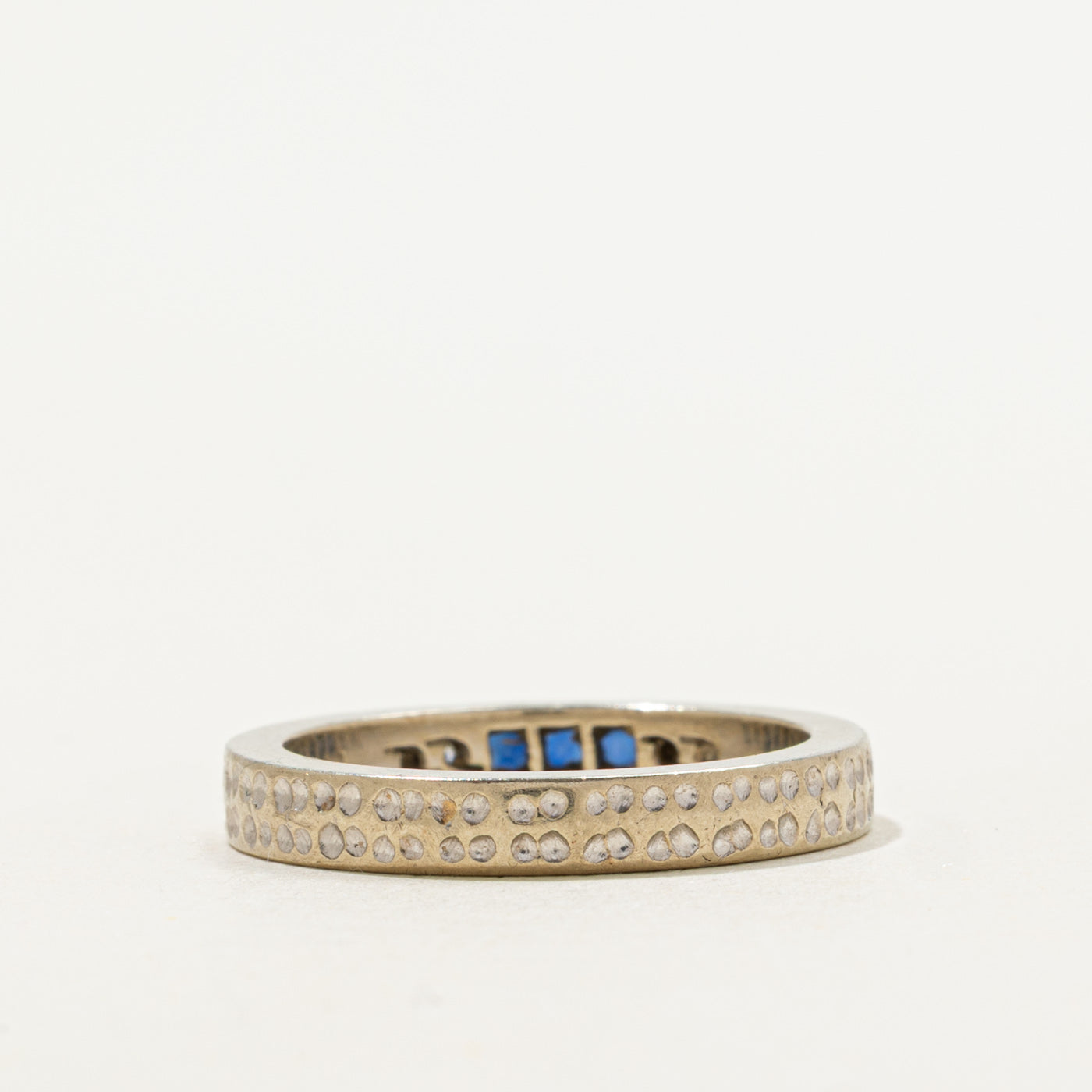 Sapphire & Diamond Accented Textured Band | 0.15ctw, 0.06ctw | SZ 6
