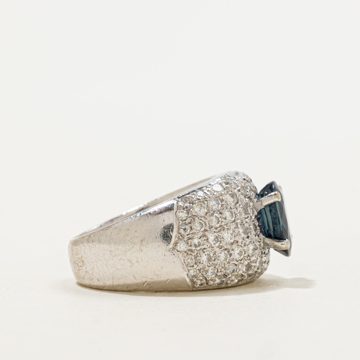 Oval Cut Sapphire & Diamond Pave Cocktail Ring | 1.30ct, 1.20ctw | SZ 5