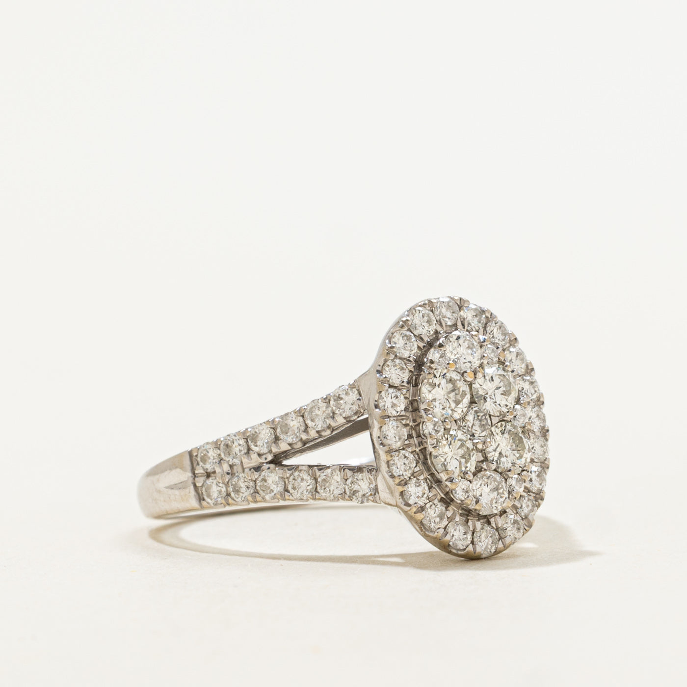 Diamond Oval Cluster Open Shank Ring | 0.74ctw | SZ 6.75