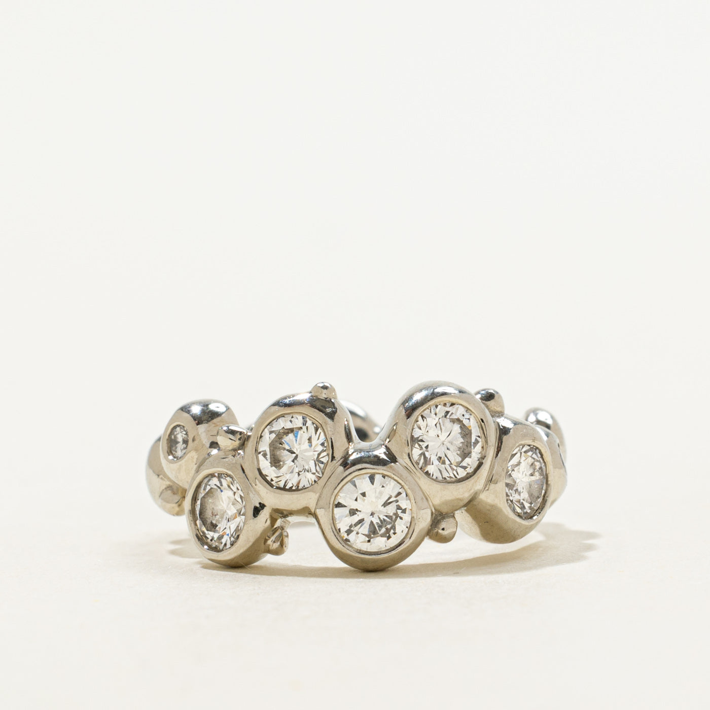 Bezel Set Scattered Diamond Wavy Ring | 0.52ctw | SZ 5