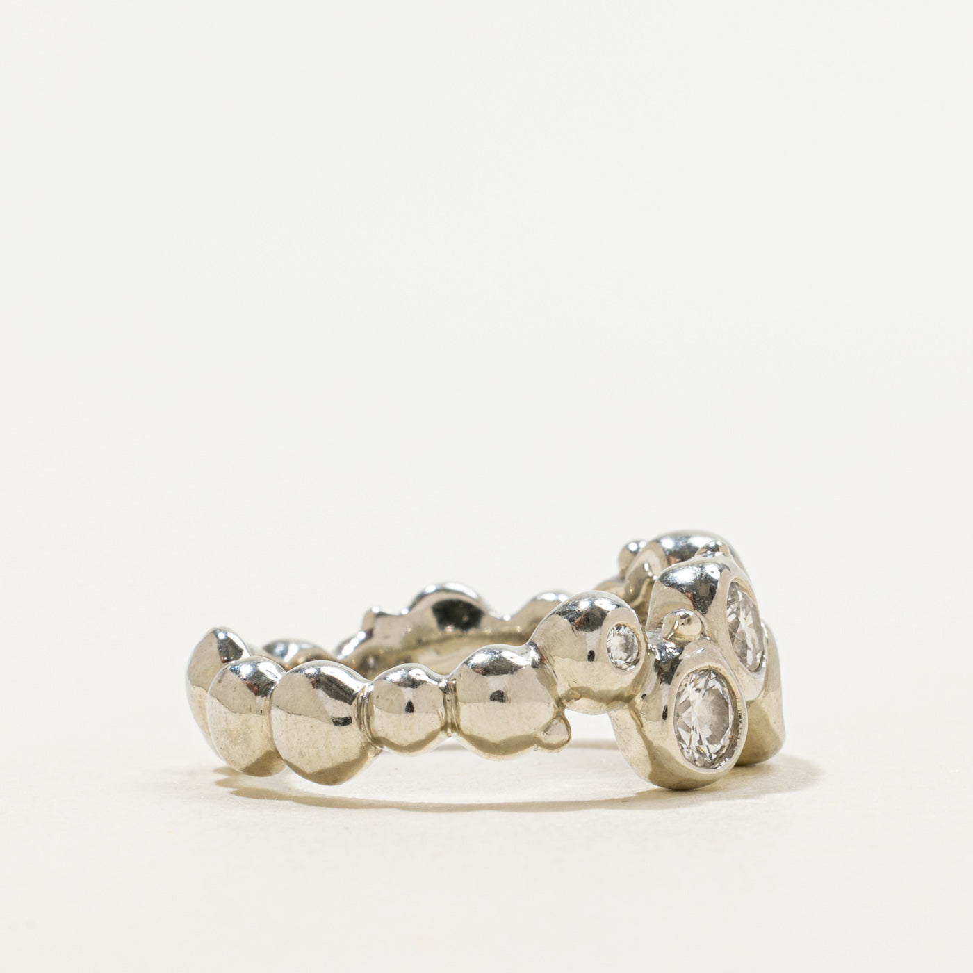 Bezel Set Scattered Diamond Wavy Ring | 0.52ctw | SZ 5