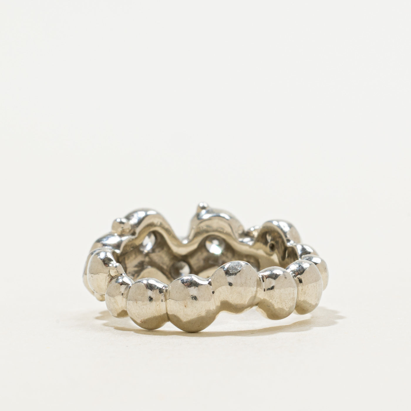 Bezel Set Scattered Diamond Wavy Ring | 0.52ctw | SZ 5