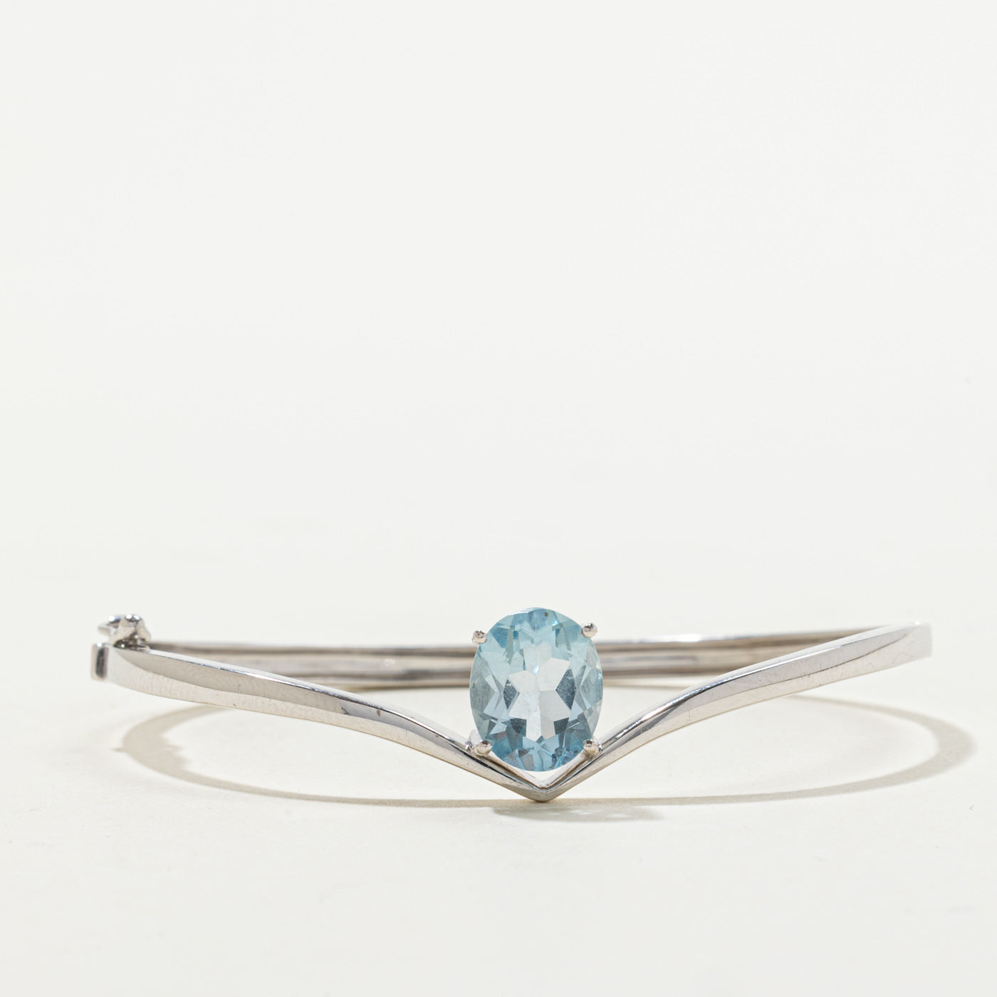 Blue Topaz Chevron Bangle Bracelet | 2.70ct | 6.25"