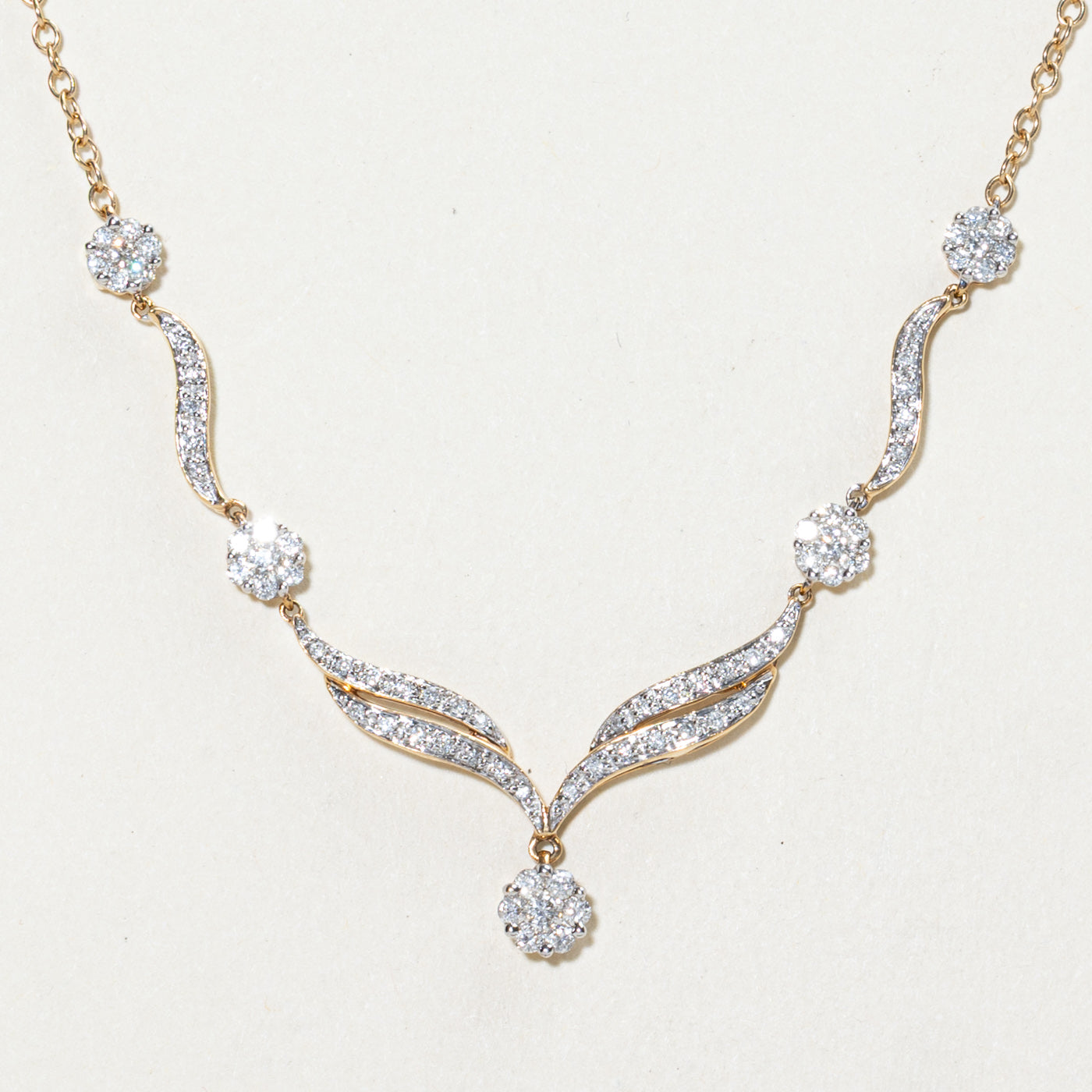 Diamond Cluster Wavy Necklace | 0.52ctw | 18"