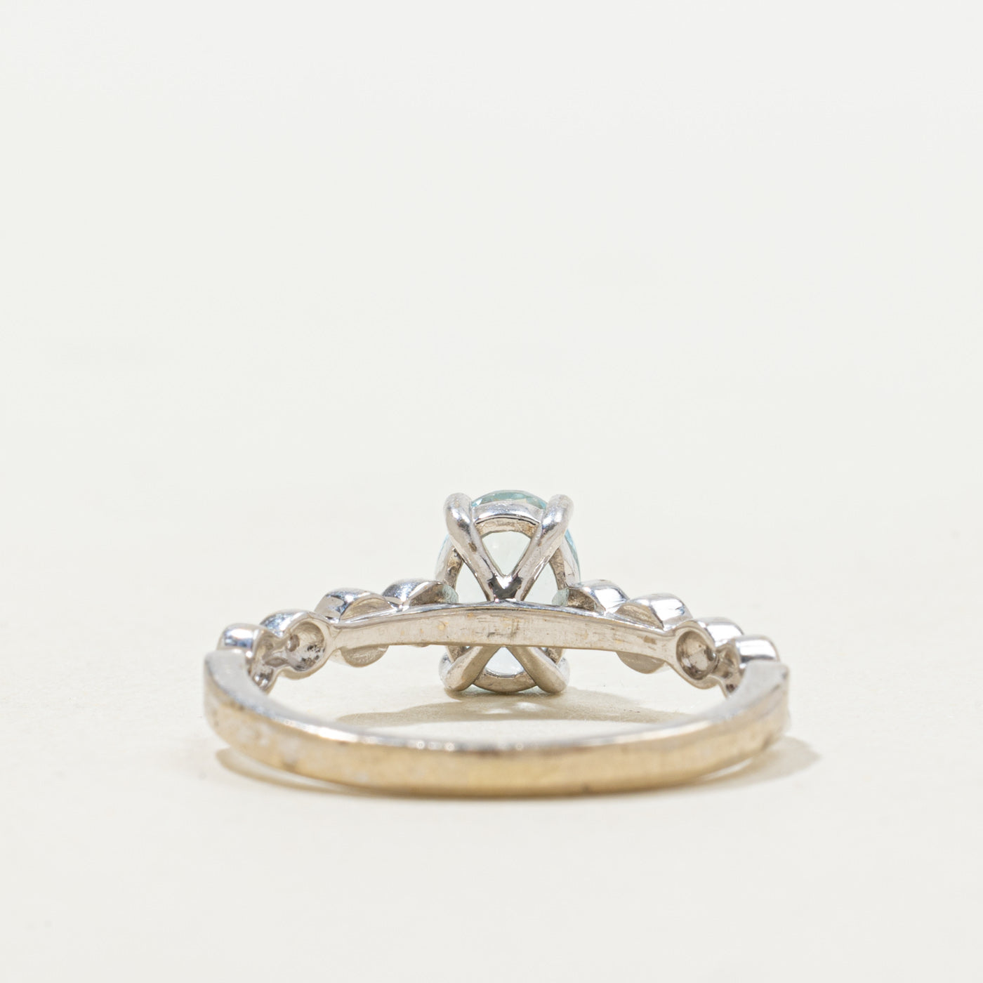 Oval Cut Aquamarine & Diamond Accented Ring | 0.70ct, 0.052ctw | SZ 5.25