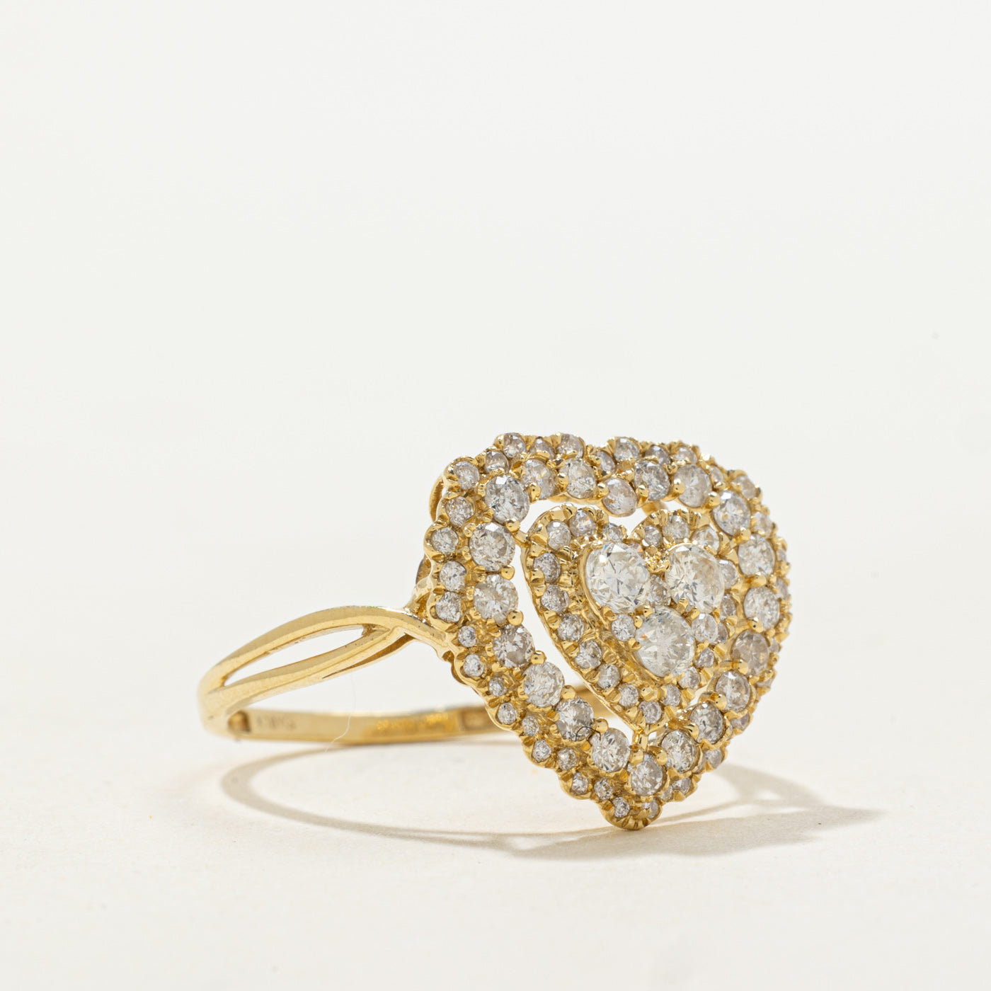 Diamond Heart Cluster & Double Halo Ring | 1.00ctw | SZ 7