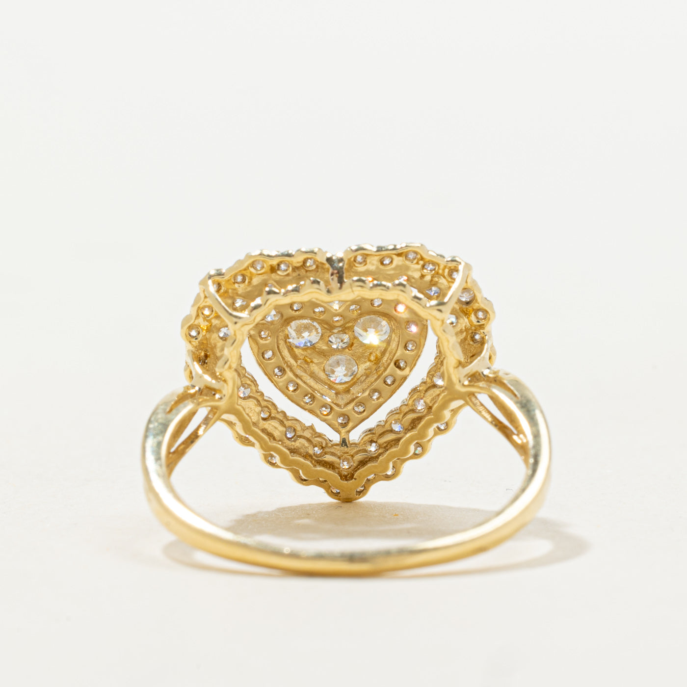 Diamond Heart Cluster & Double Halo Ring | 1.00ctw | SZ 7