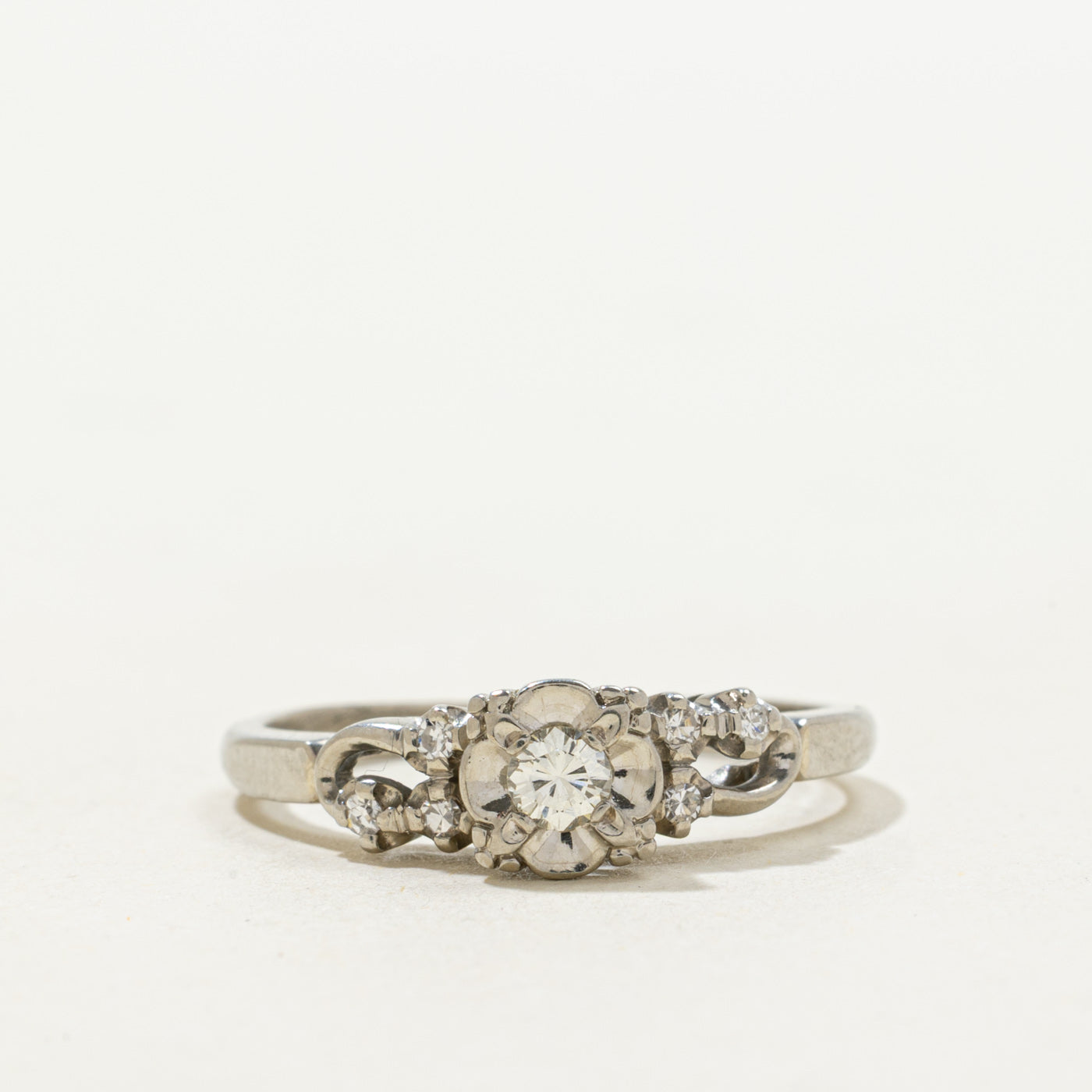 18k Illusion Set Diamond Accented Openwork Ring | 0.13ctw | SZ 7.25
