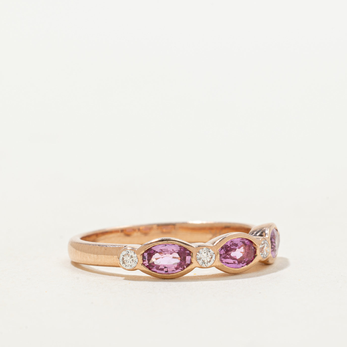 'Effy' Three Stone Pink Sapphire & Diamond Band | 0.60ctw, 0.10ctw | SZ 7
