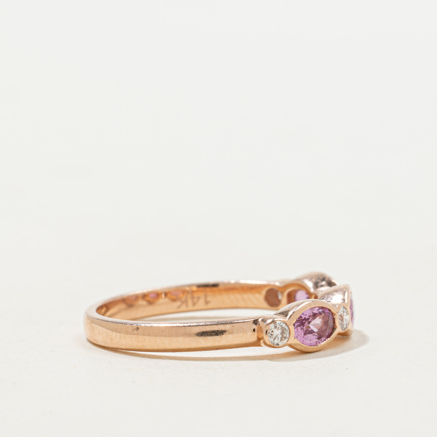 'Effy' Three Stone Pink Sapphire & Diamond Band | 0.60ctw, 0.10ctw | SZ 7