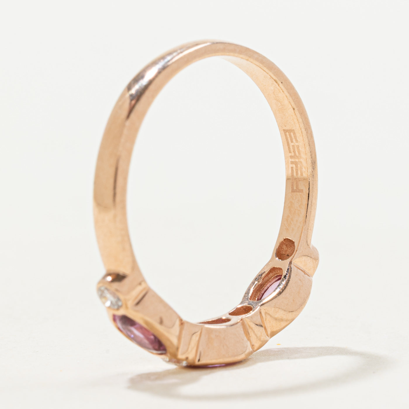 'Effy' Three Stone Pink Sapphire & Diamond Band | 0.60ctw, 0.10ctw | SZ 7