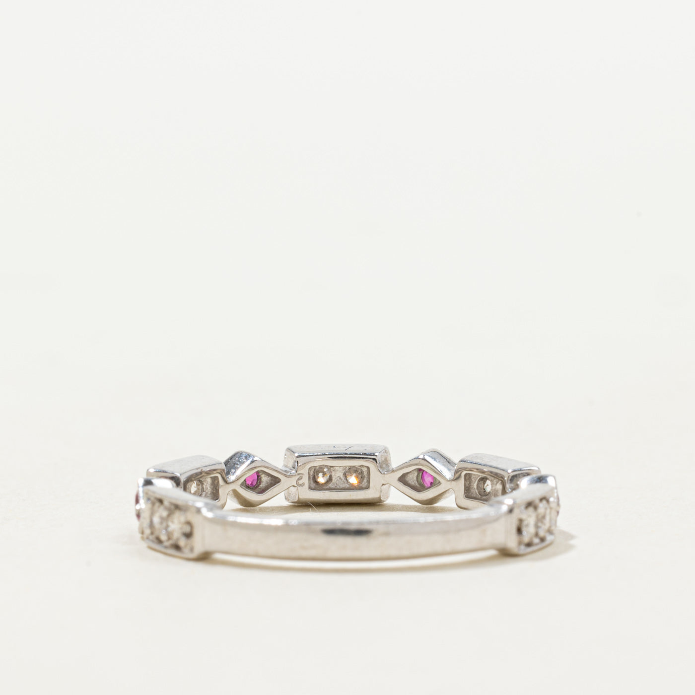 Semi Eternity Synthetic Ruby & Diamond Band | 0.17ctw, 0.22ctw | SZ 6.5