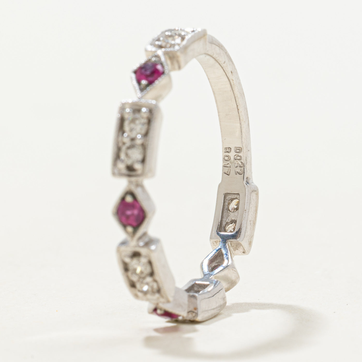 Semi Eternity Synthetic Ruby & Diamond Band | 0.17ctw, 0.22ctw | SZ 6.5