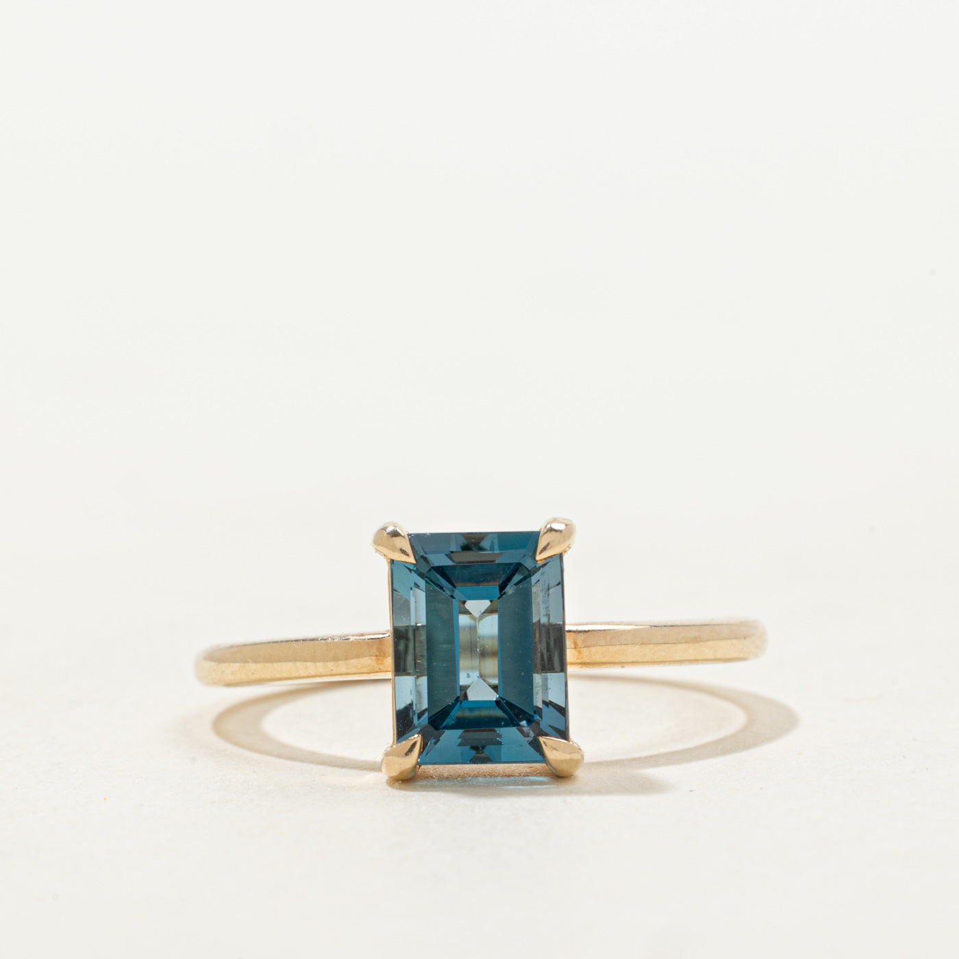 Solitaire Rectangle Cut Blue Topaz Ring | 1.60ct | SZ 7.25