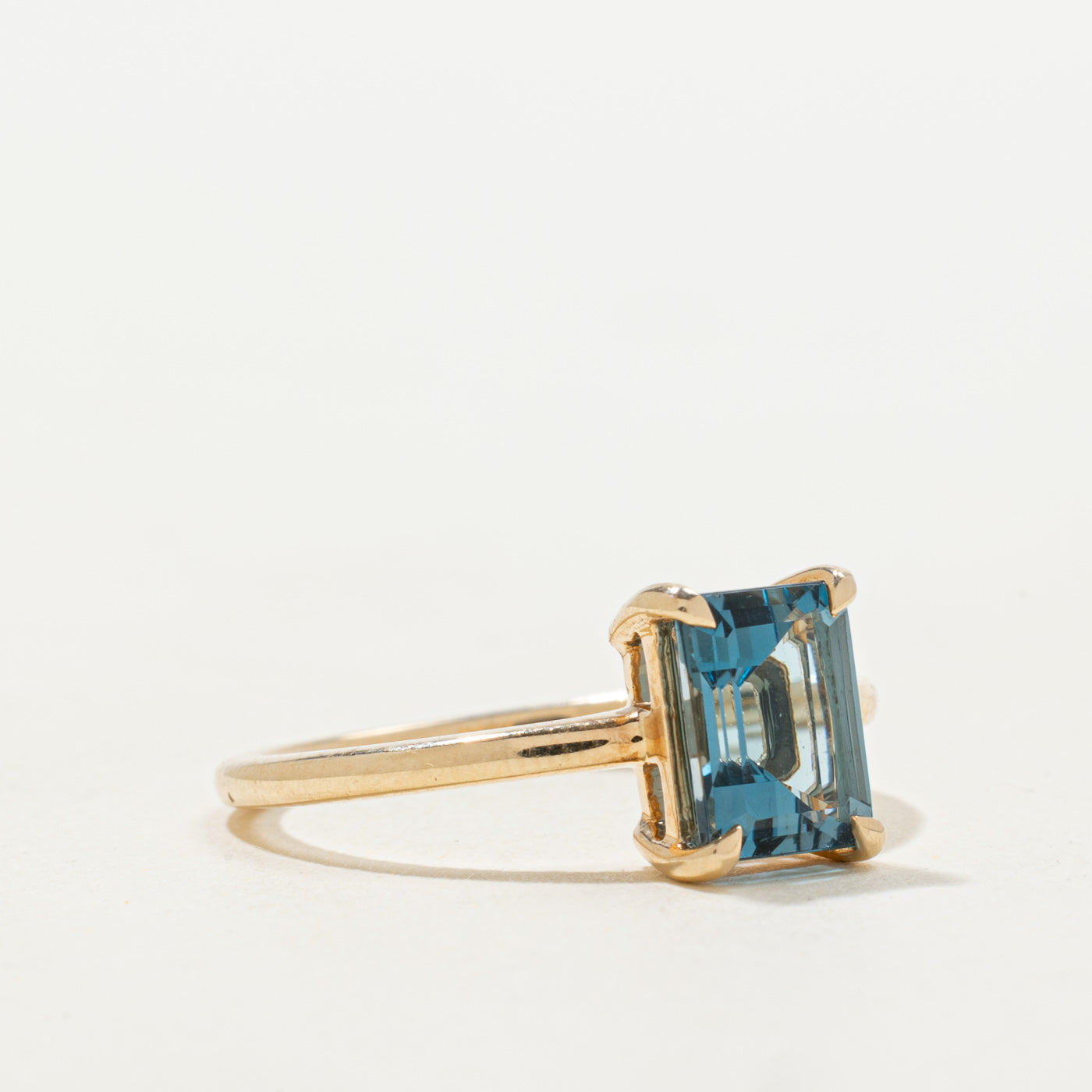Solitaire Rectangle Cut Blue Topaz Ring | 1.60ct | SZ 7.25