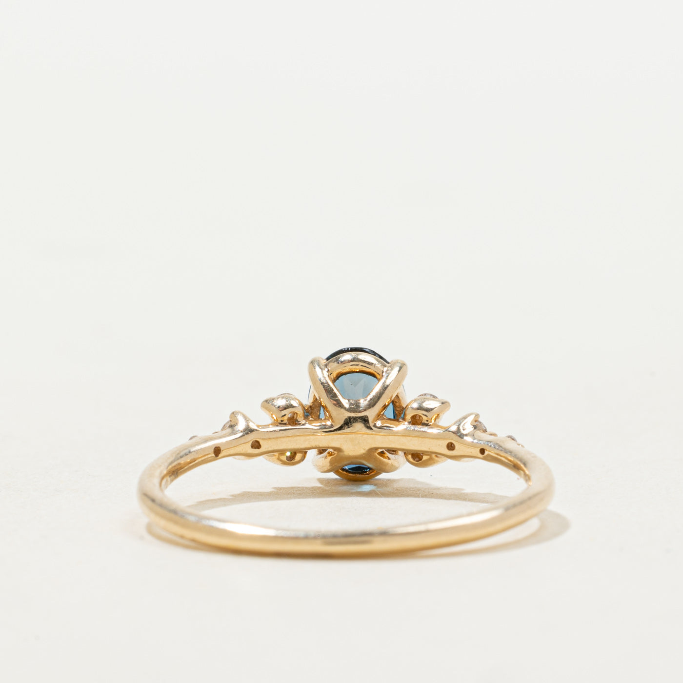 Oval Cut Blue Topaz & Diamond Accented Ring | 0.80ct, 0.12ctw | SZ 7.25
