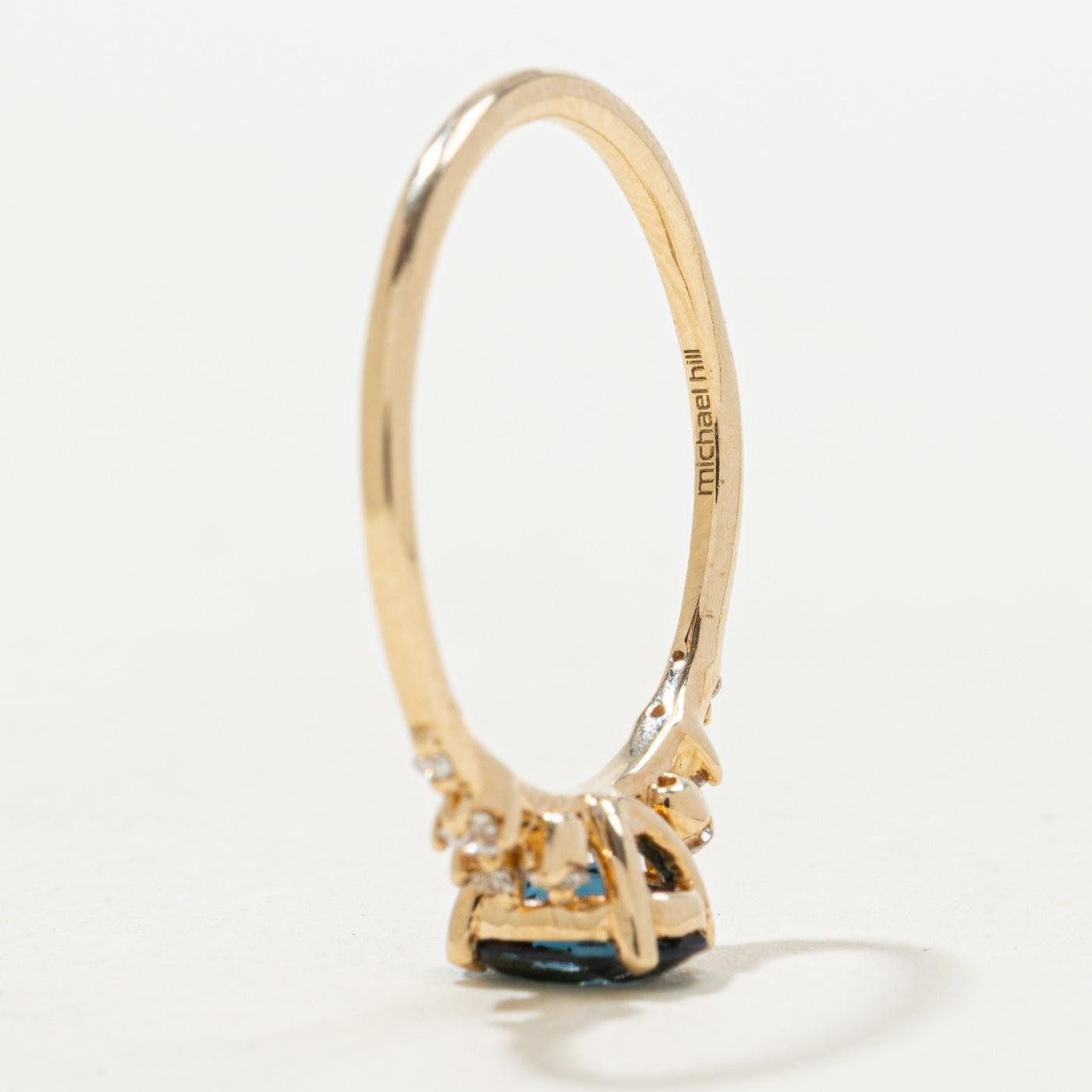 Oval Cut Blue Topaz & Diamond Accented Ring | 0.80ct, 0.12ctw | SZ 7.25
