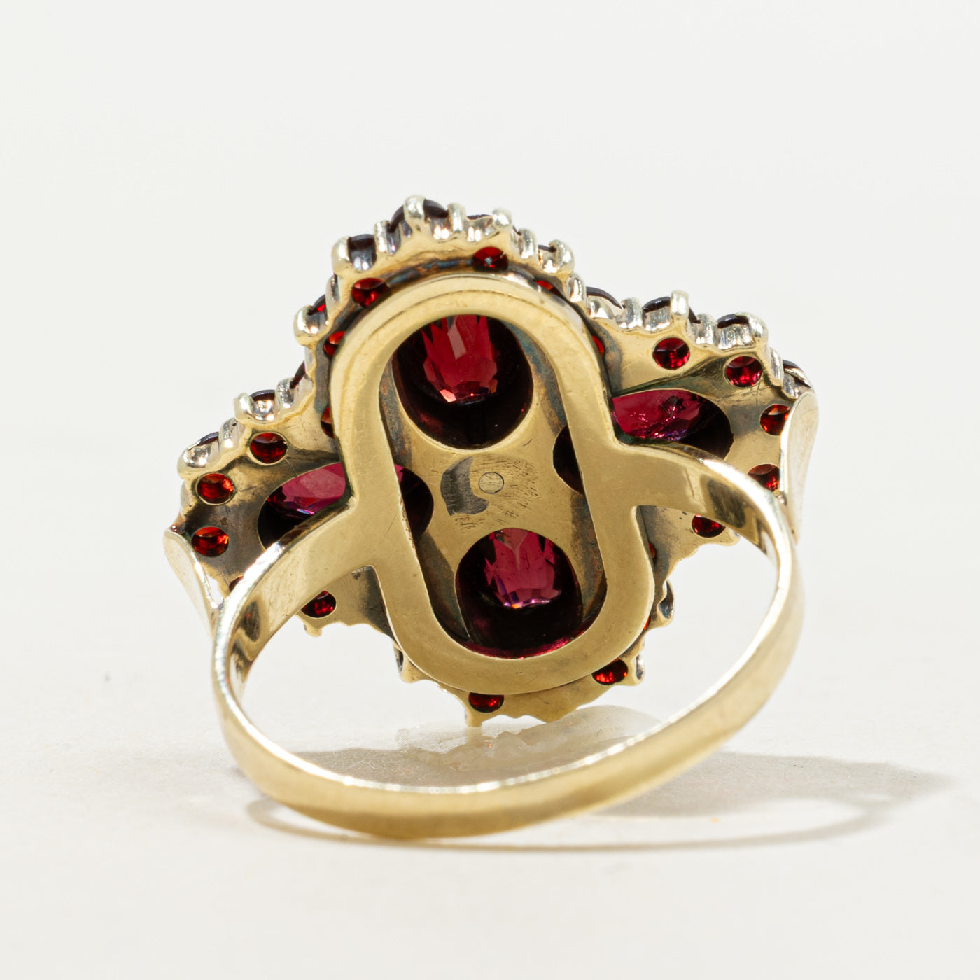 Garnet Cross Cluster Cocktail Ring | 3.50ctw | SZ 6.75