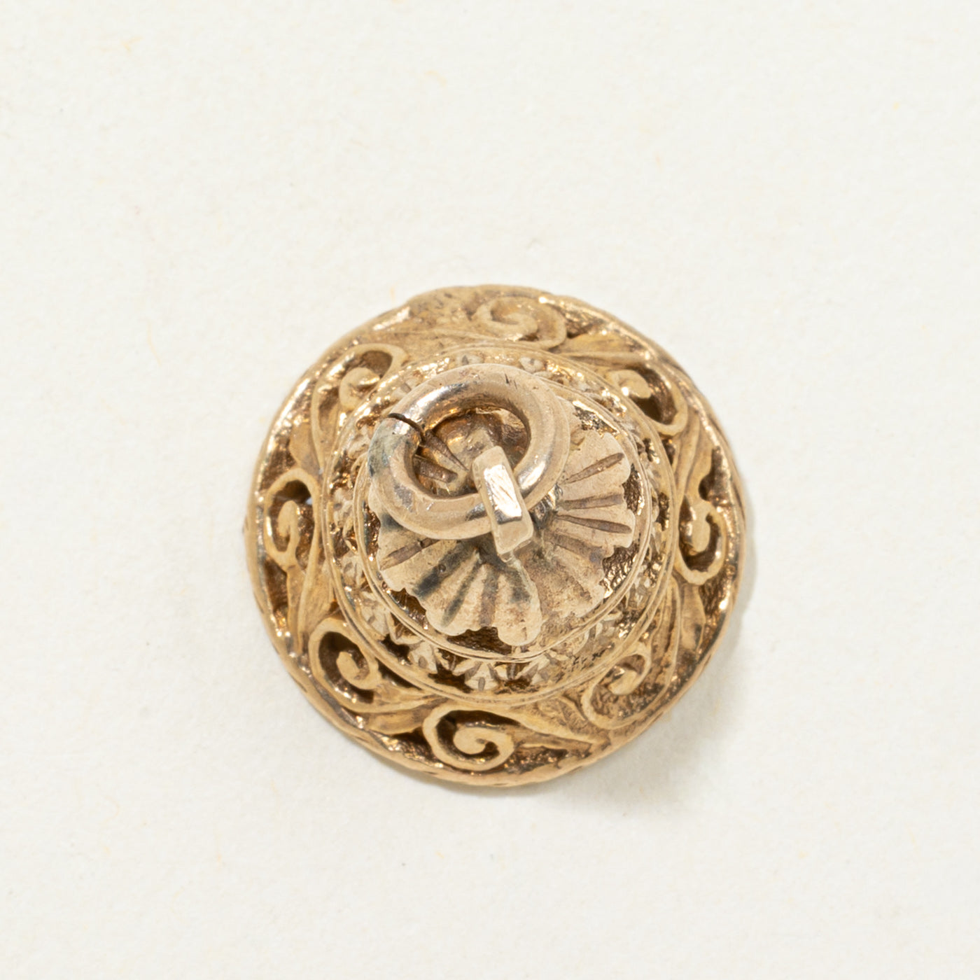Pearl Accented Ornate Engraved Bell Charm | 3.70mm