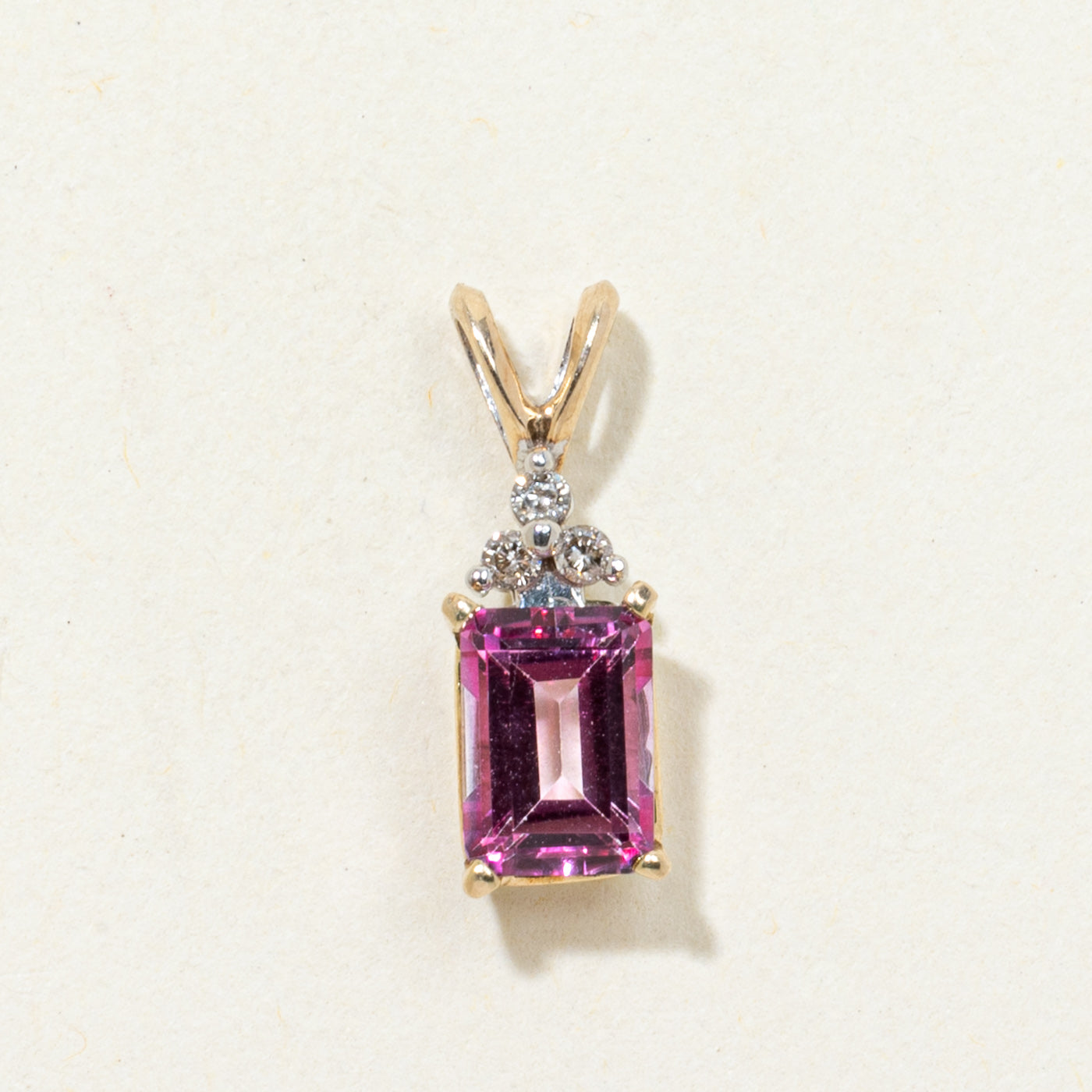 Synthetic Pink Sapphire & Diamond Accented Pendant | 1.30ct, 0.03ctw