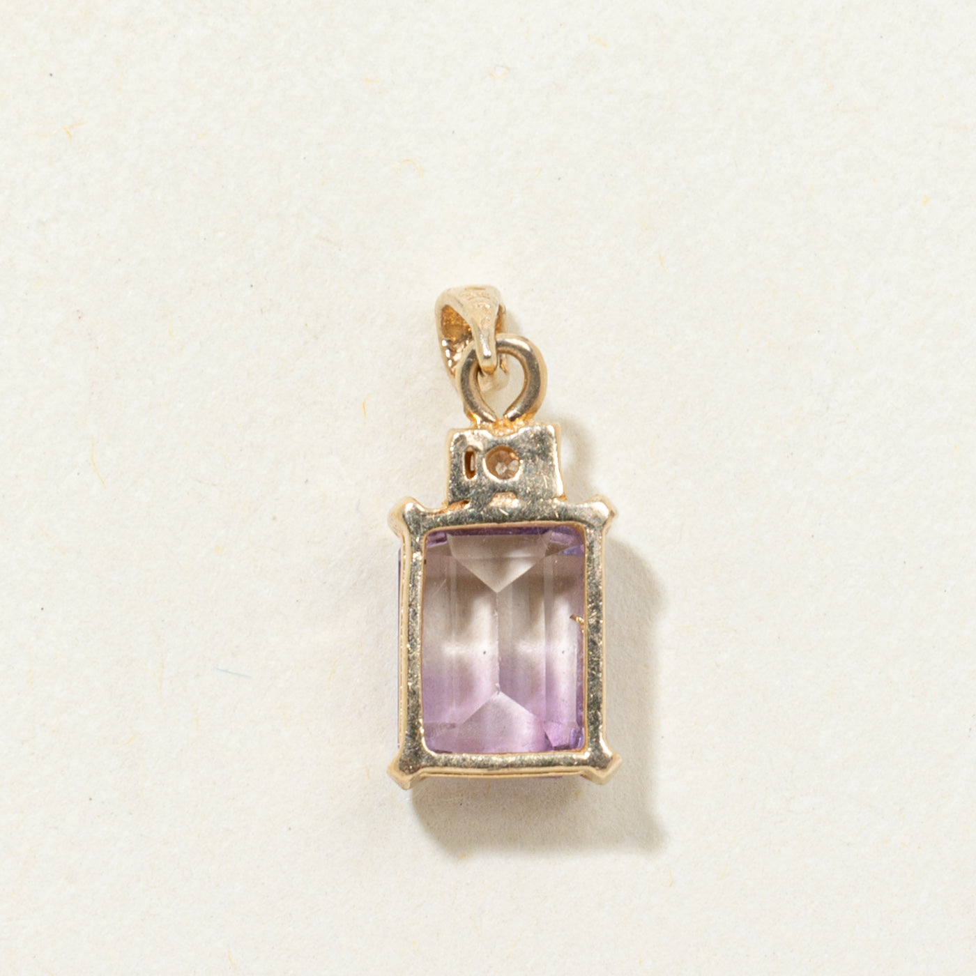 Rectangle Cut Amethyst & Diamond Accented Pendant | 1.35ct, 0.02ct