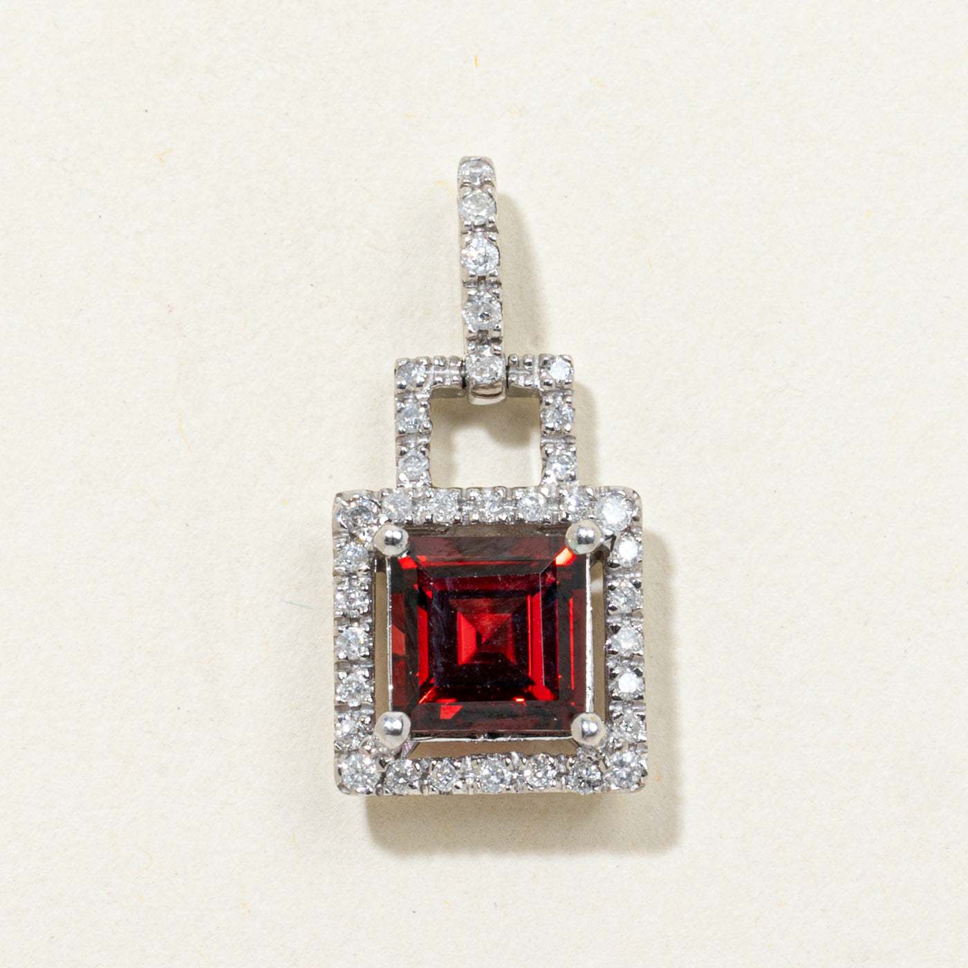 Garnet & Diamond Halo Geometric Pendant | 1.90ct, 0.16ctw